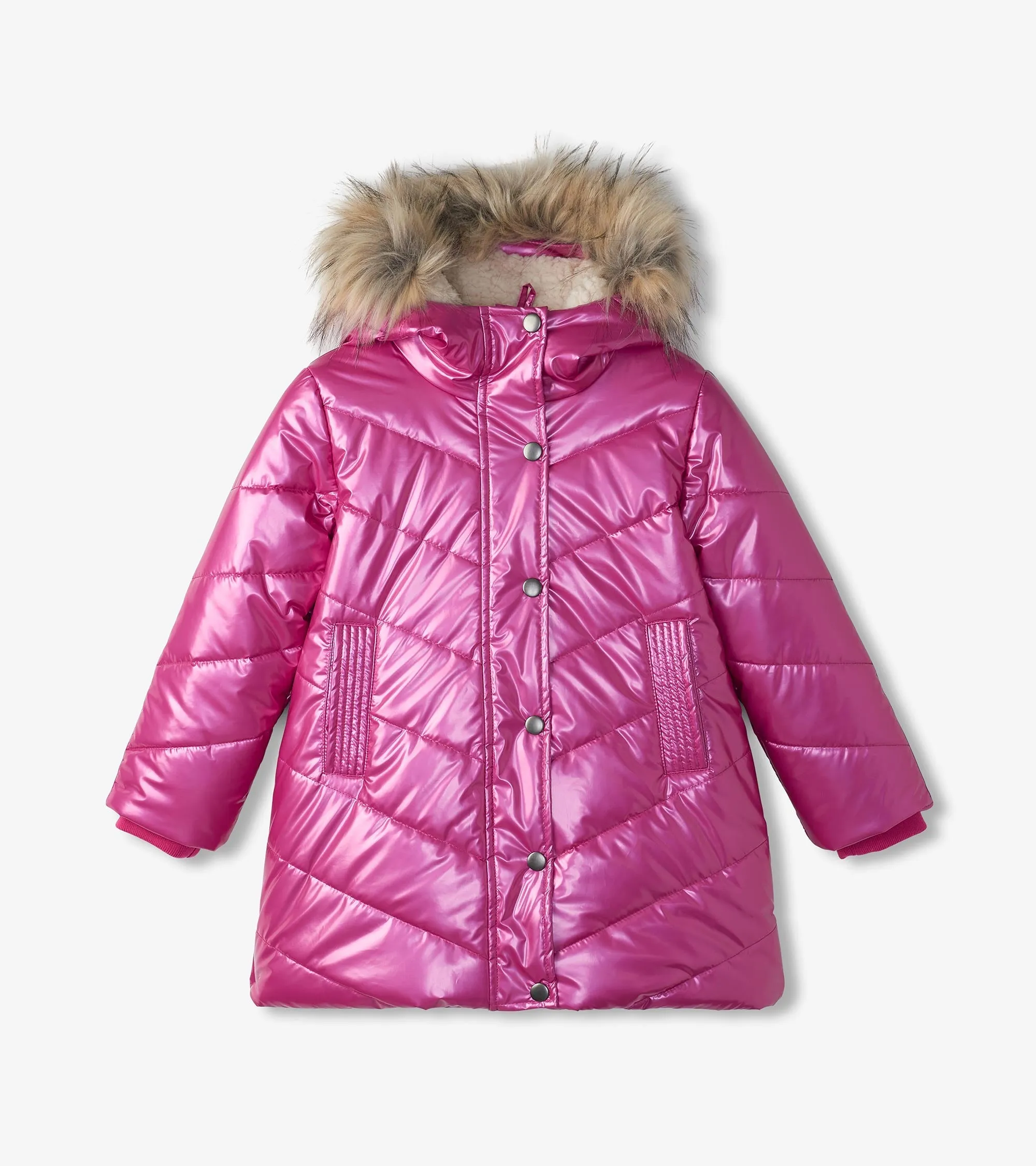Girls Fuschia Star Puffer Jacket -Hatley