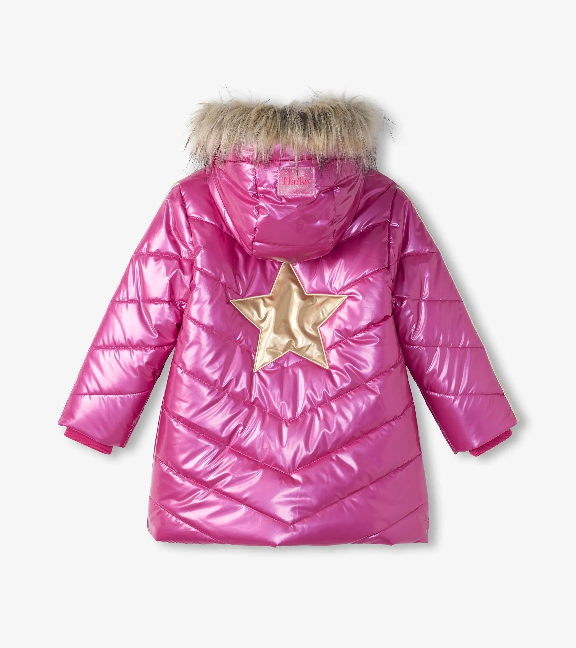 Girls Fuschia Star Puffer Jacket -Hatley