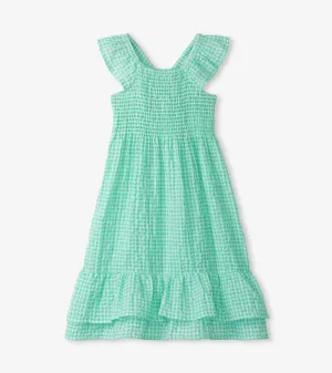Girls Gingham Seersucker Smocked Dress -Hatley