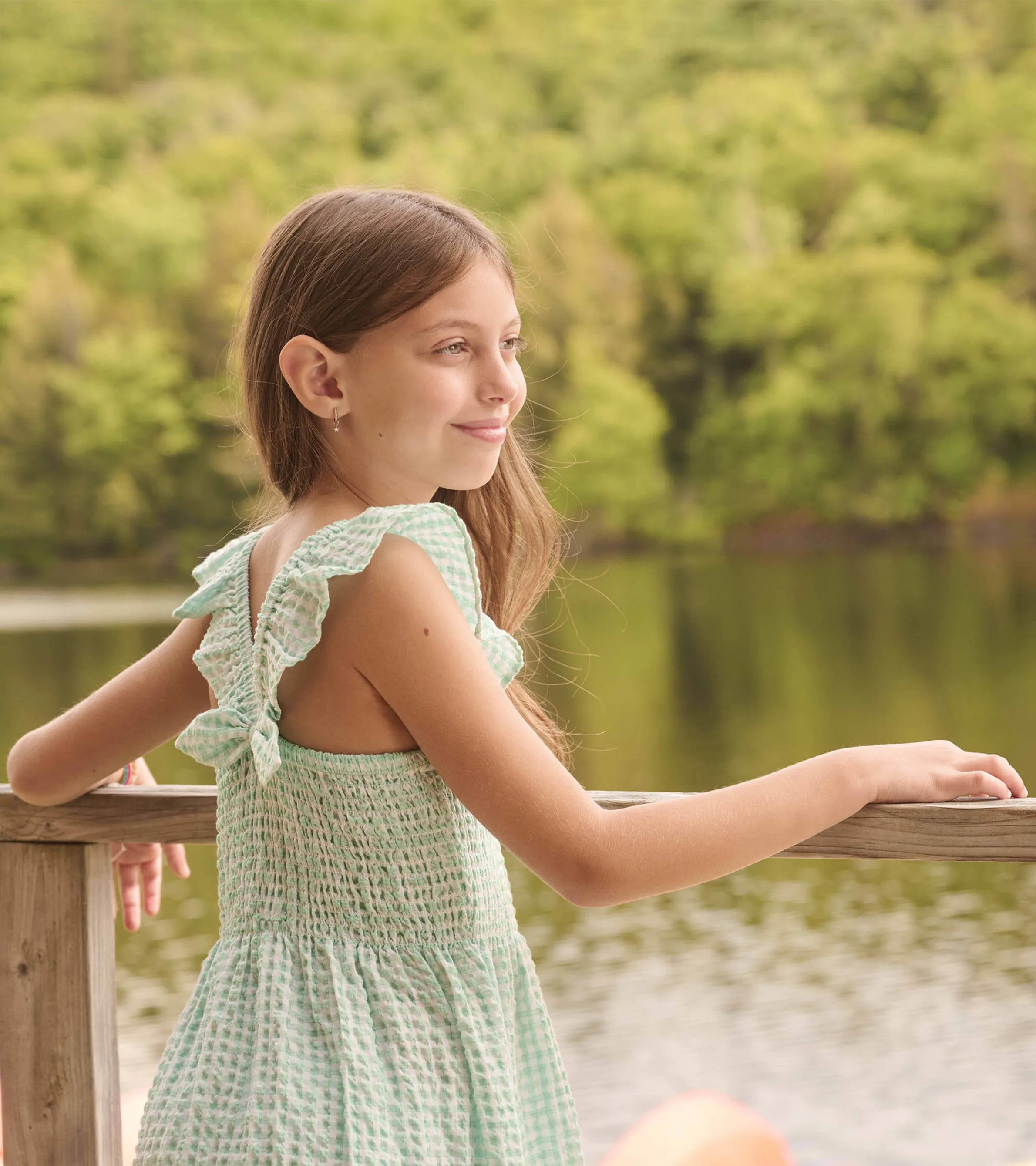 Girls Gingham Seersucker Smocked Dress -Hatley