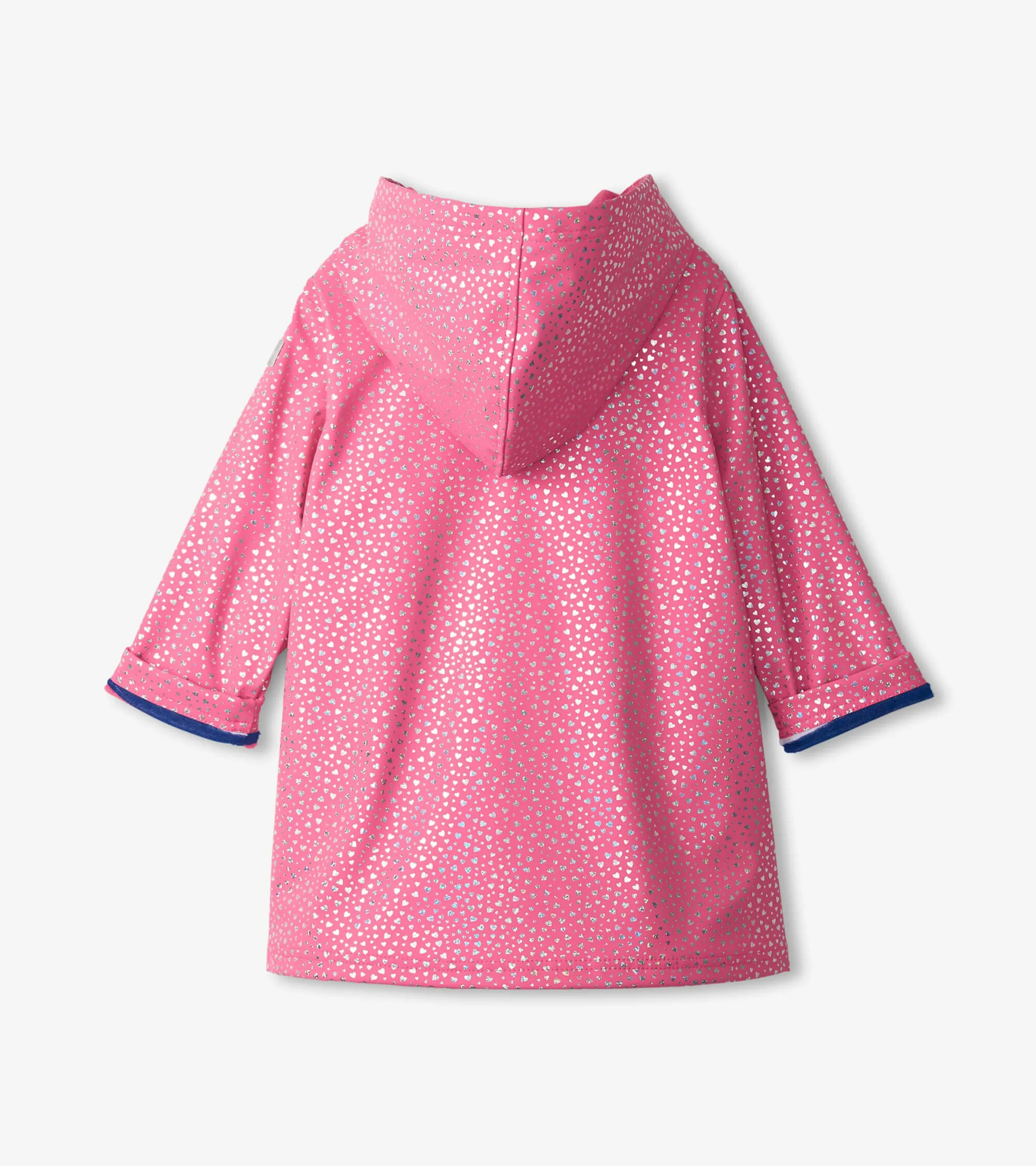 Girls Glitter Hearts Button-Up Rain Jacket -Hatley