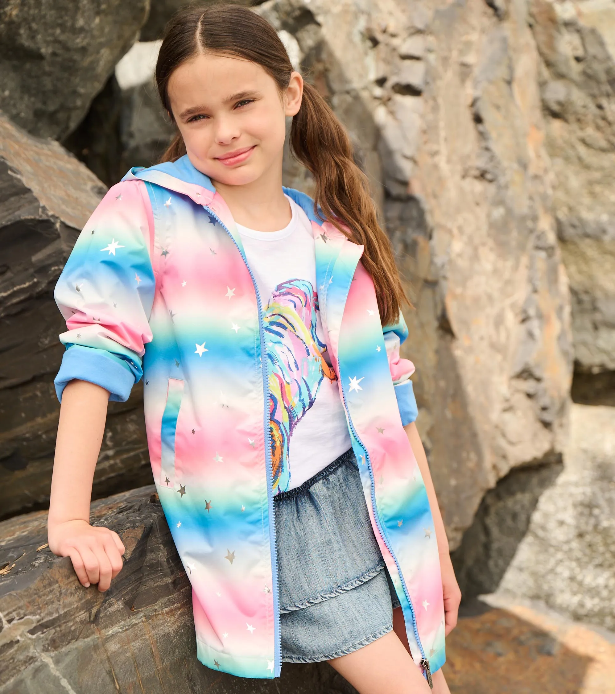 Girls Glitter Star A-Line Swing Jacket -Hatley