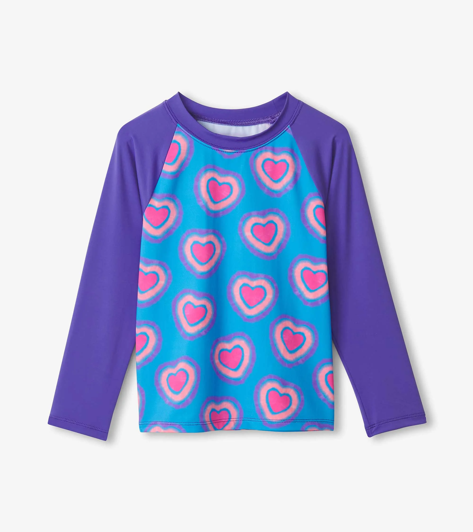 Girls Glowing Hearts Long Sleeve Rashguard -Hatley