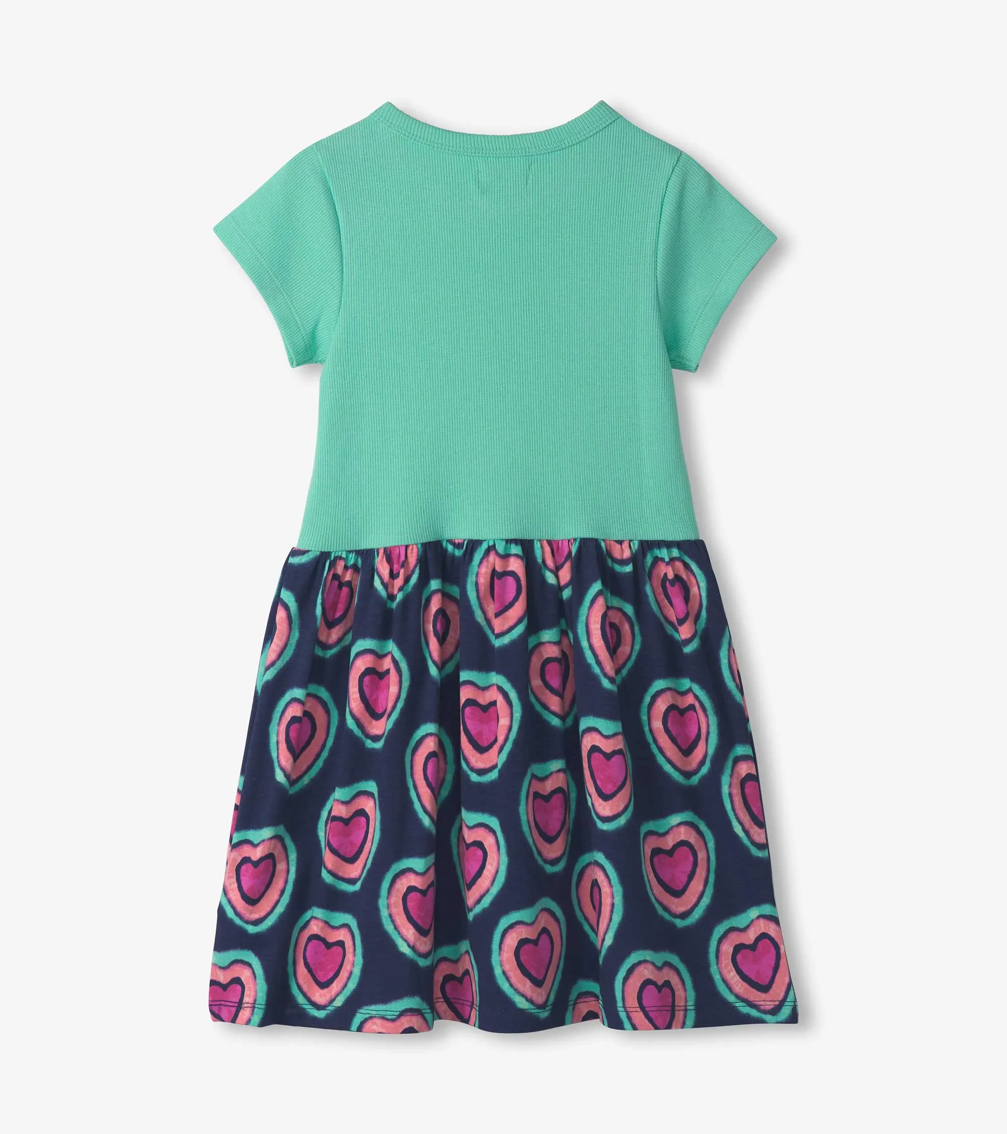 Girls Glowing Hearts Mixed Fabric Dress -Hatley
