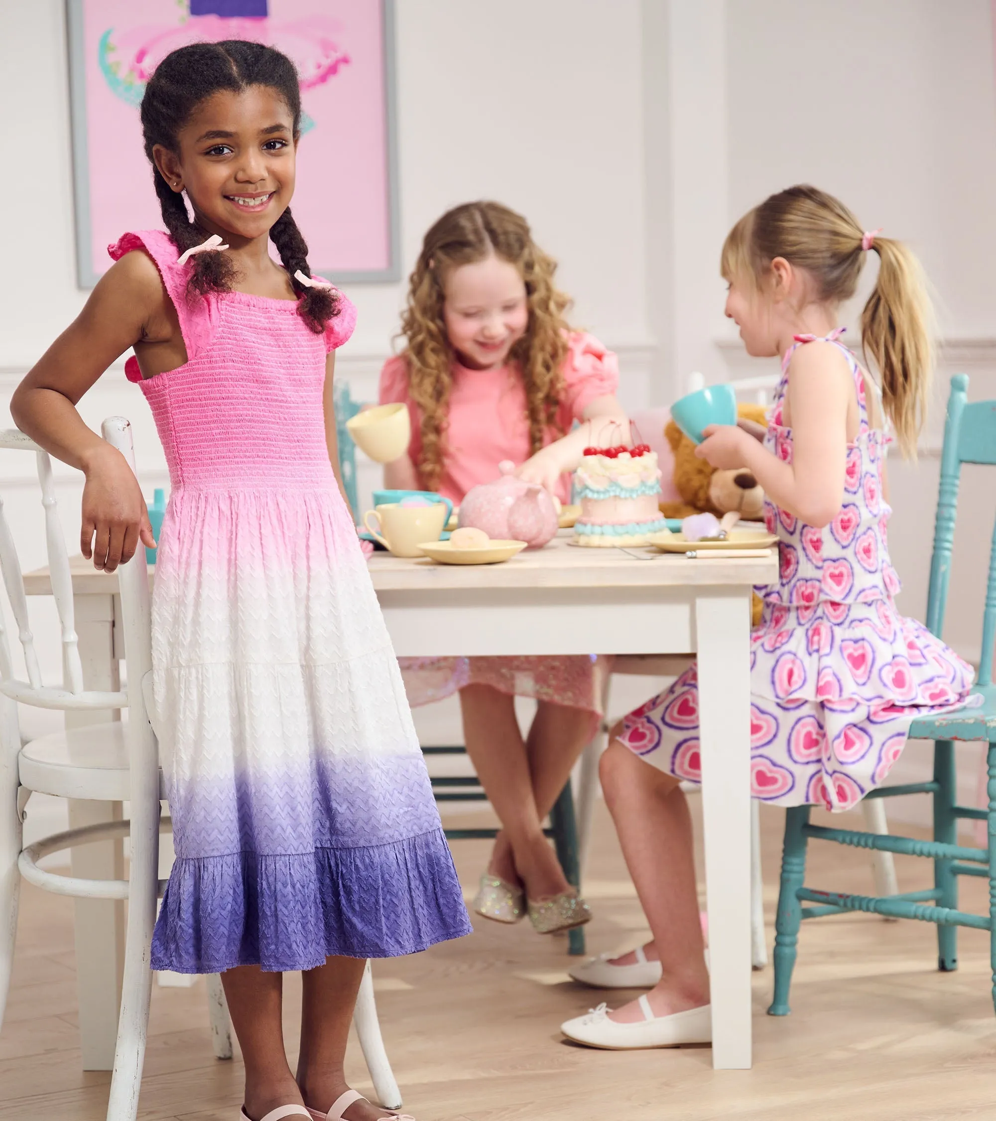 Girls Glowing Hearts Smocked Angel Dress -Hatley