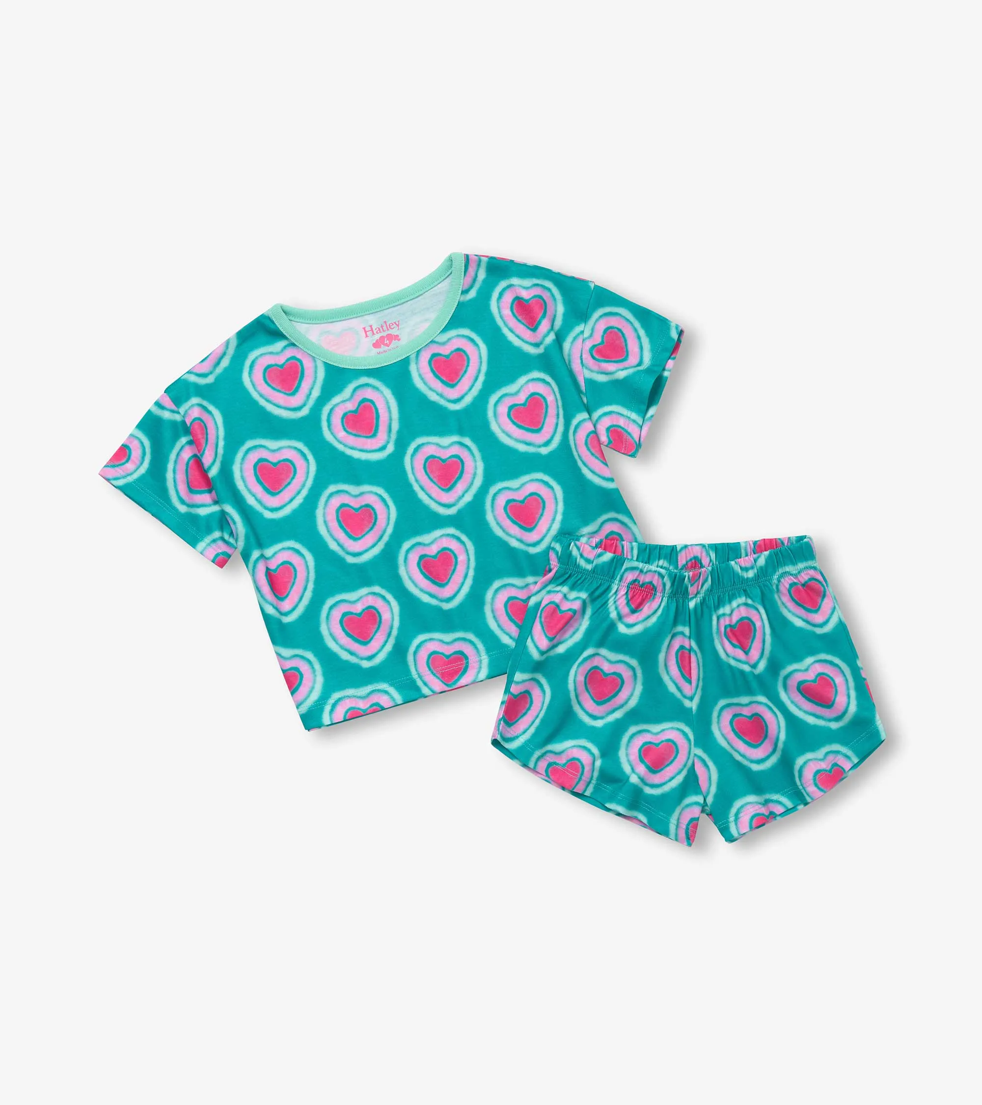 Girls Glowing Hearts Tee and Shorts Pajama Set -Hatley