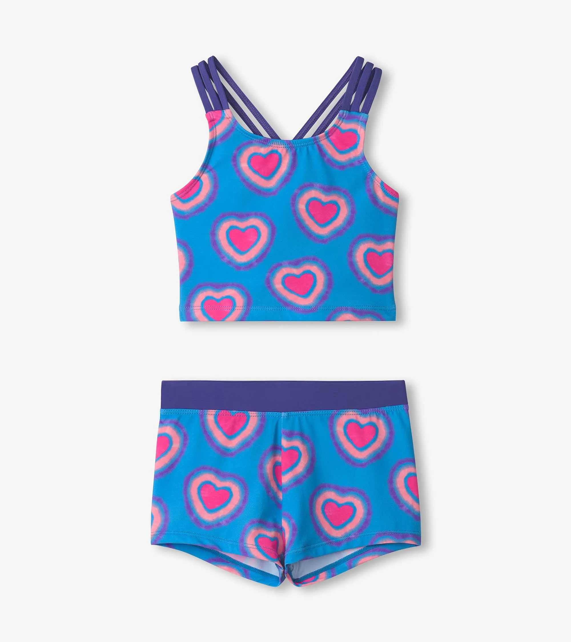 Girls Glowing Hearts Two-Piece Short Swimsuit -Hatley