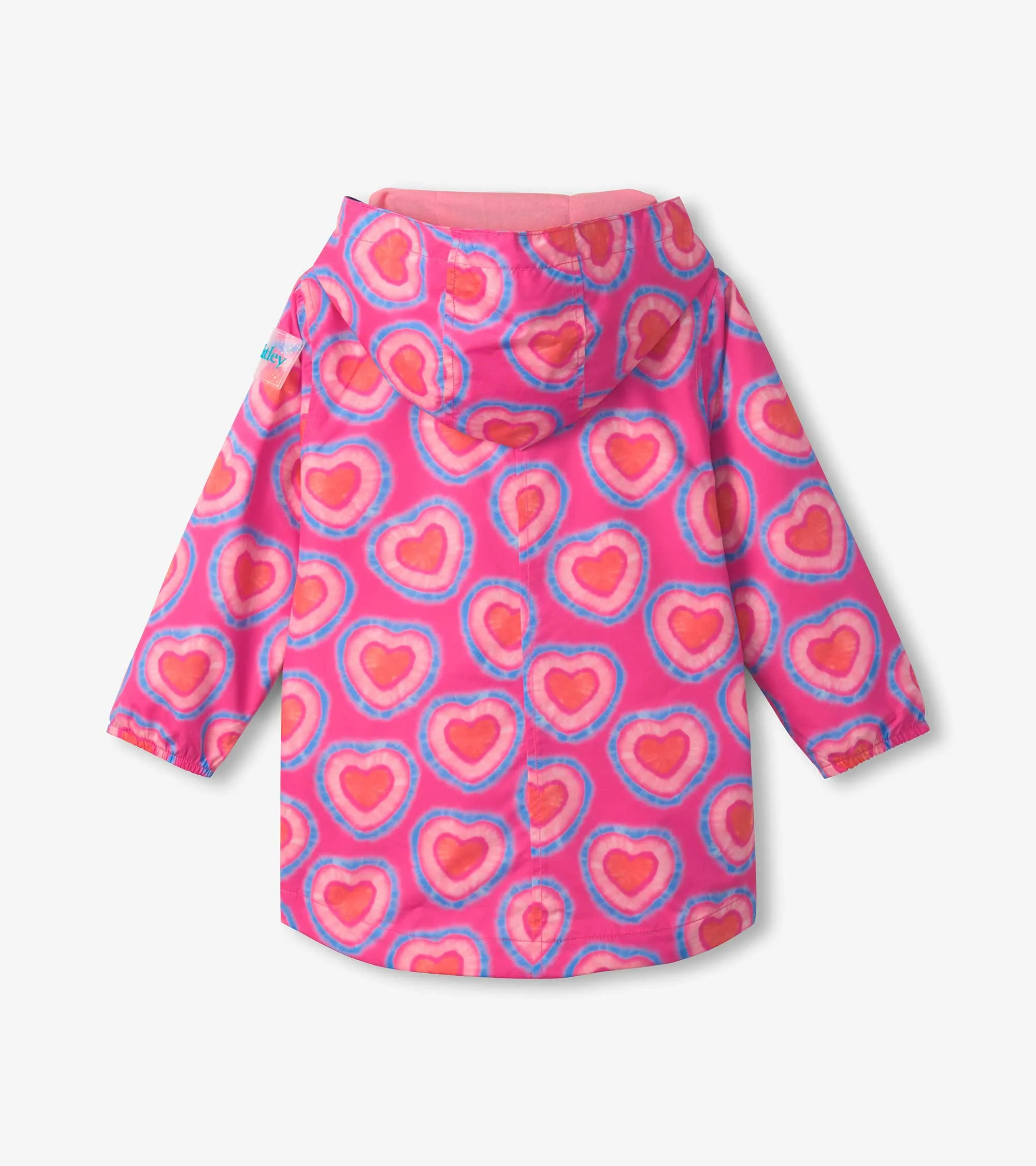 Girls Glowing Hearts Zip-Up Lightweight Rain Jacket -Hatley