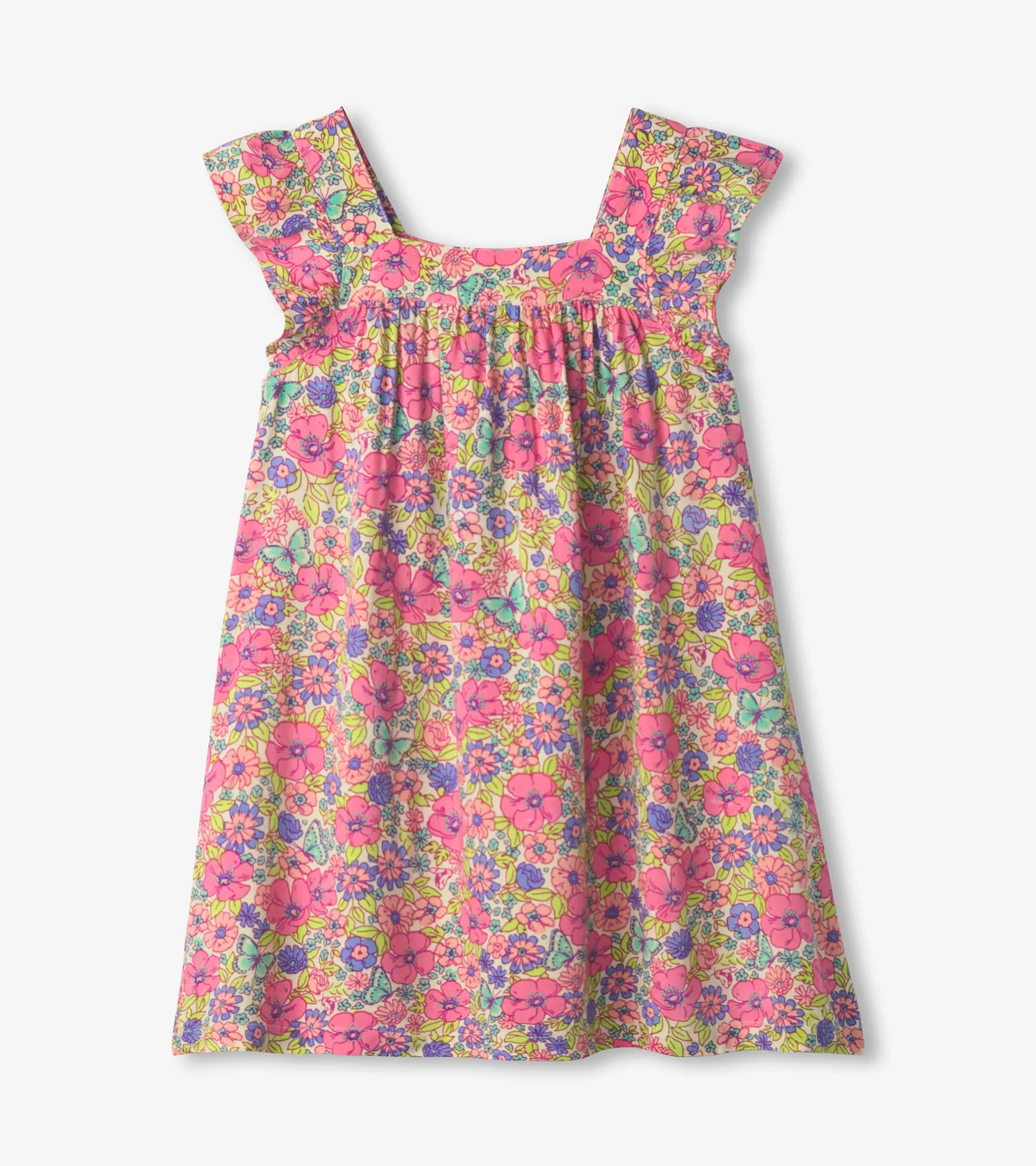Girls Groovy Flowers Flutter Puff Dress -Hatley