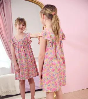 Girls Groovy Flowers Flutter Puff Dress -Hatley
