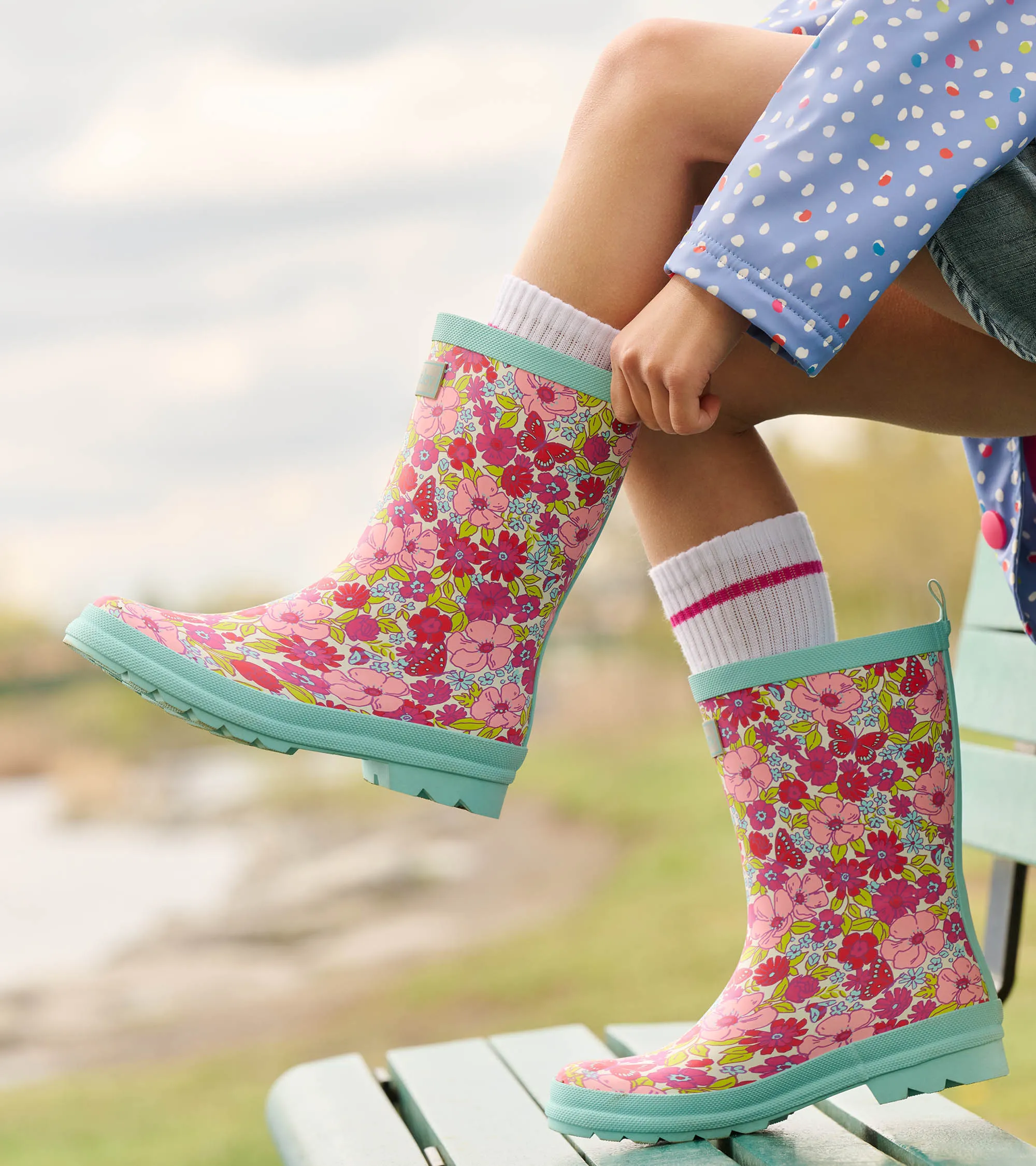 Girls Groovy Flowers Matte Rain Boots -Hatley