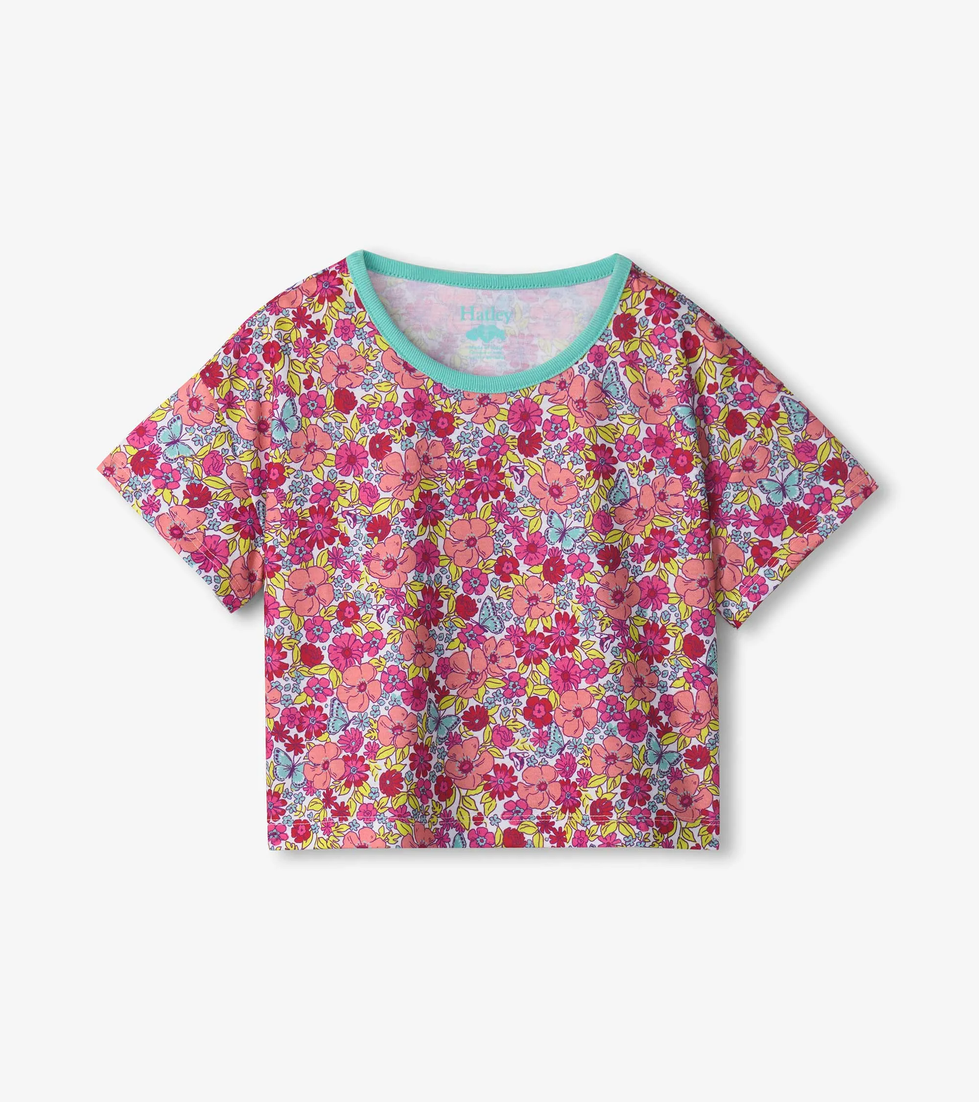 Girls Groovy Flowers Tee and Shorts Pajama Set -Hatley