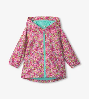 Girls Groovy Flowers Zip-Up Lightweight Rain Jacket -Hatley