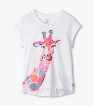 Girls Happy Giraffe Tie Front T-Shirt -Hatley