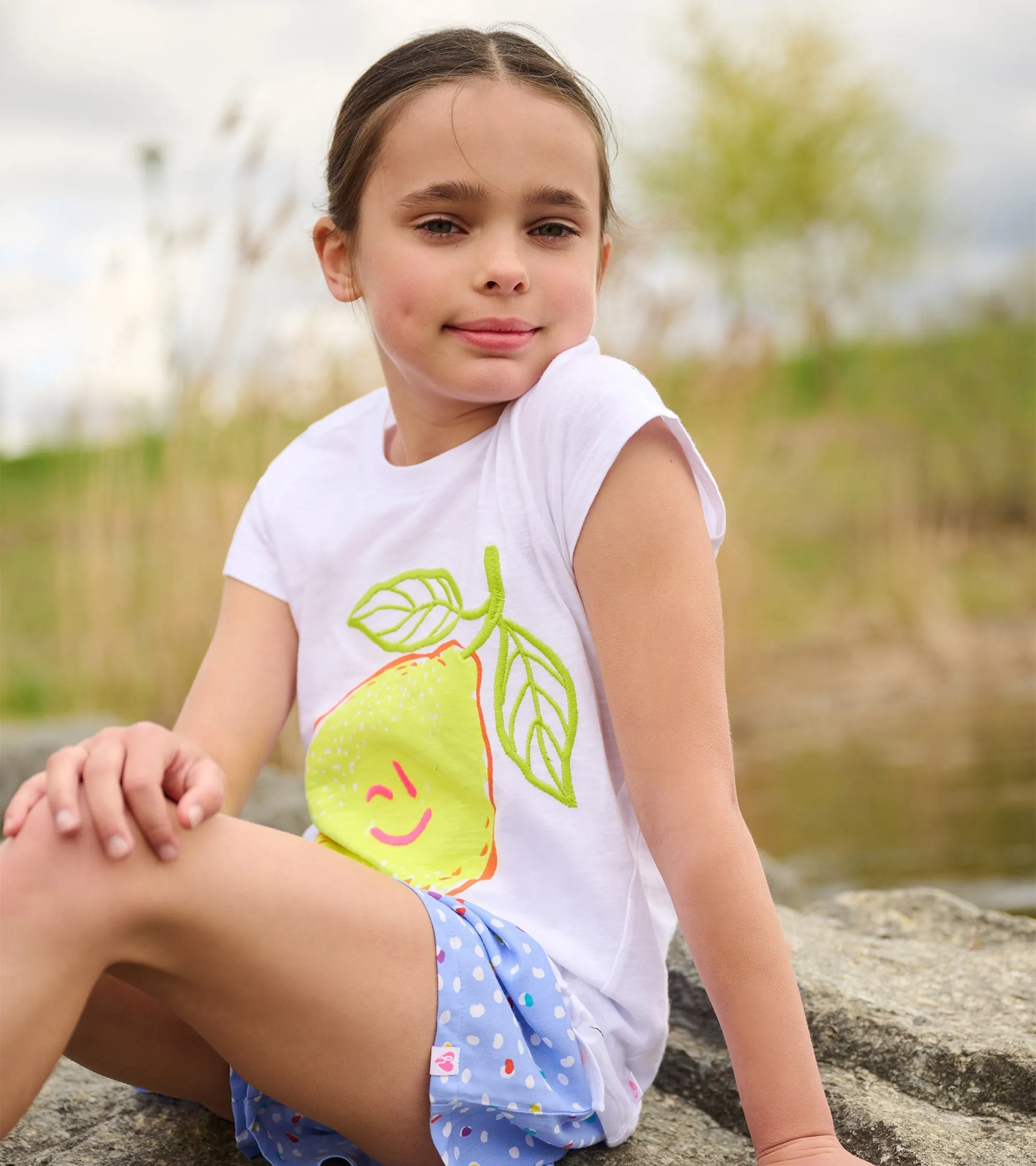 Girls Happy Lemon Tie Front T-Shirt -Hatley