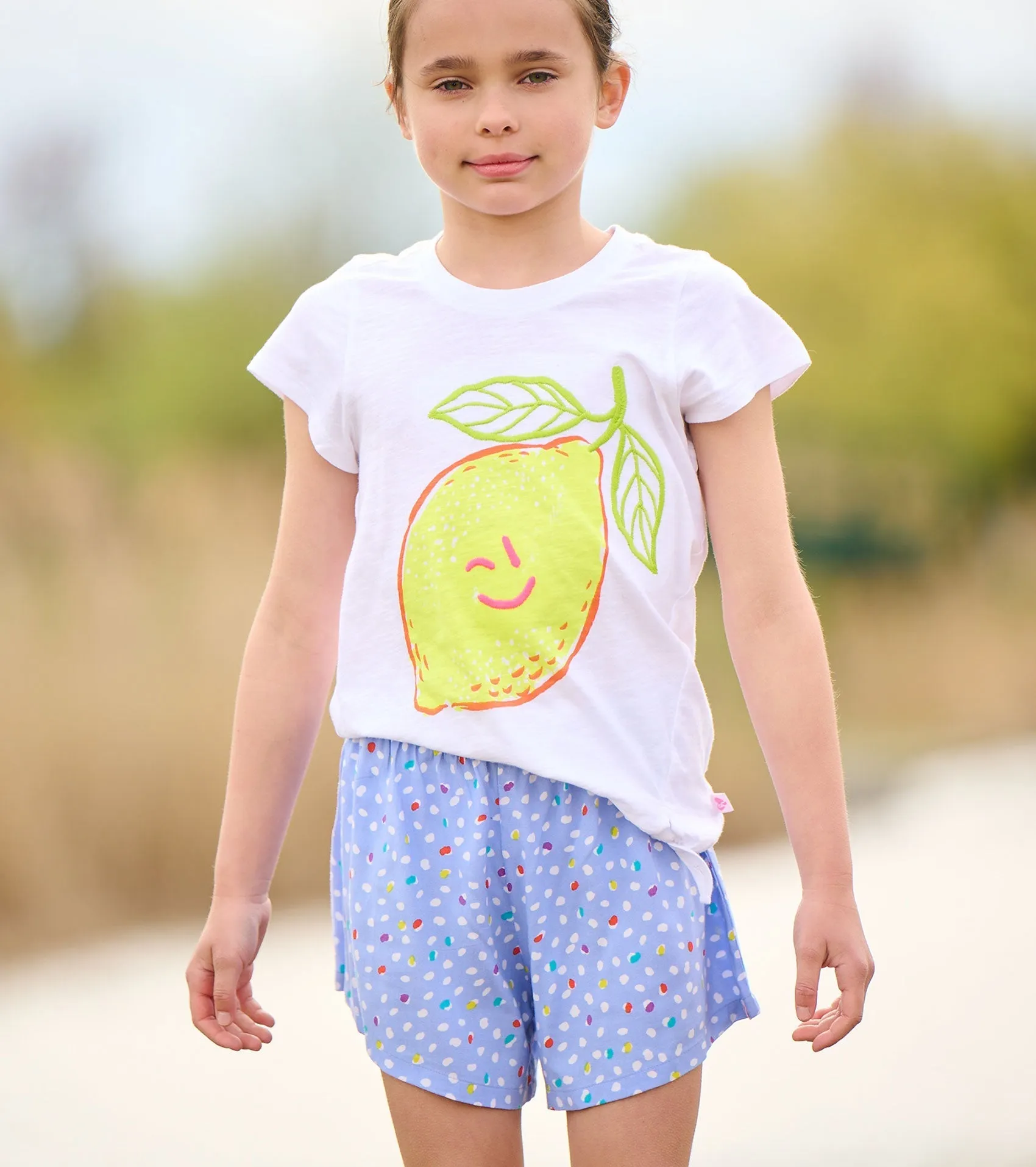 Girls Happy Lemon Tie Front T-Shirt -Hatley