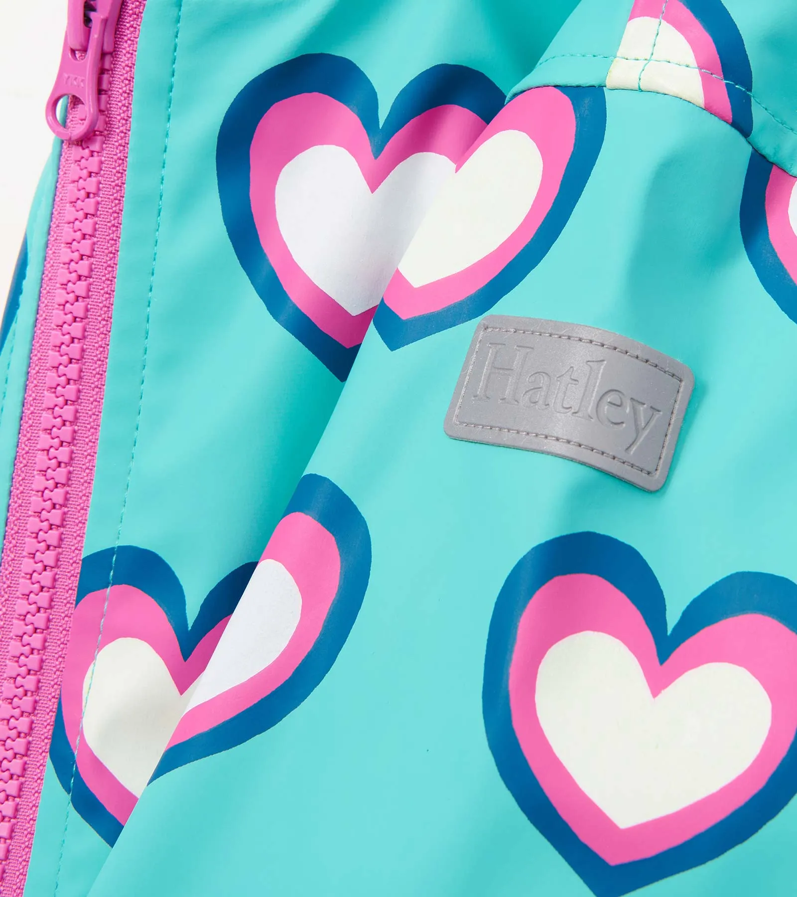 Girls Hearts Colour Changing Zip-Up Rain Jacket -Hatley