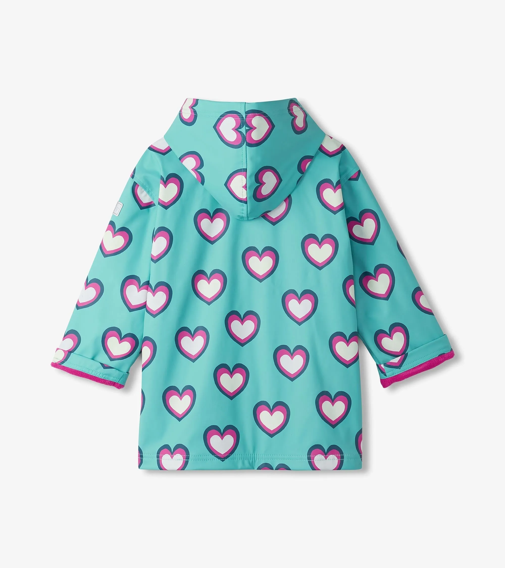Girls Hearts Colour Changing Zip-Up Rain Jacket -Hatley