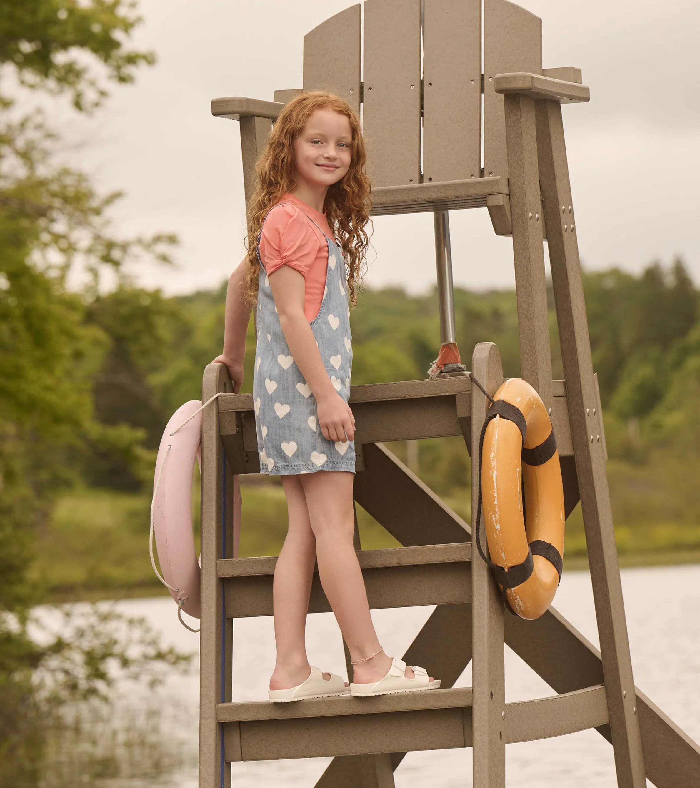 Girls Hearts Slouchy Overalls -Hatley