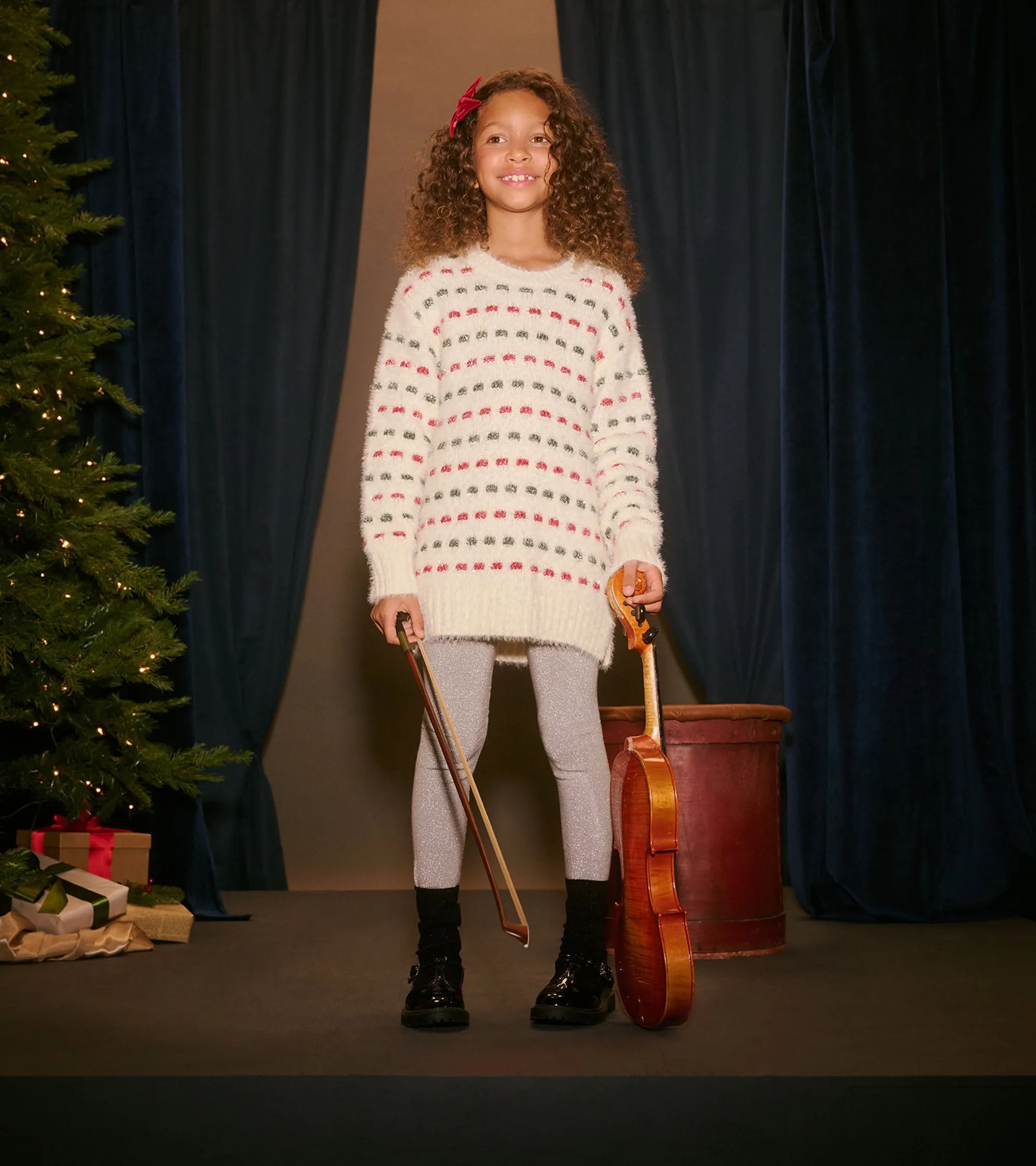Girls Holiday Basket Weave Sweater -Hatley