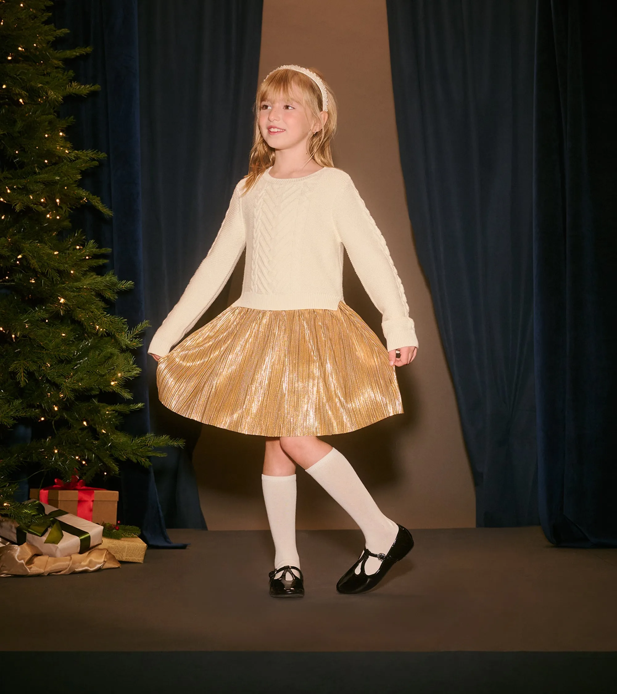Girls Holiday Mixed Media Dress -Hatley