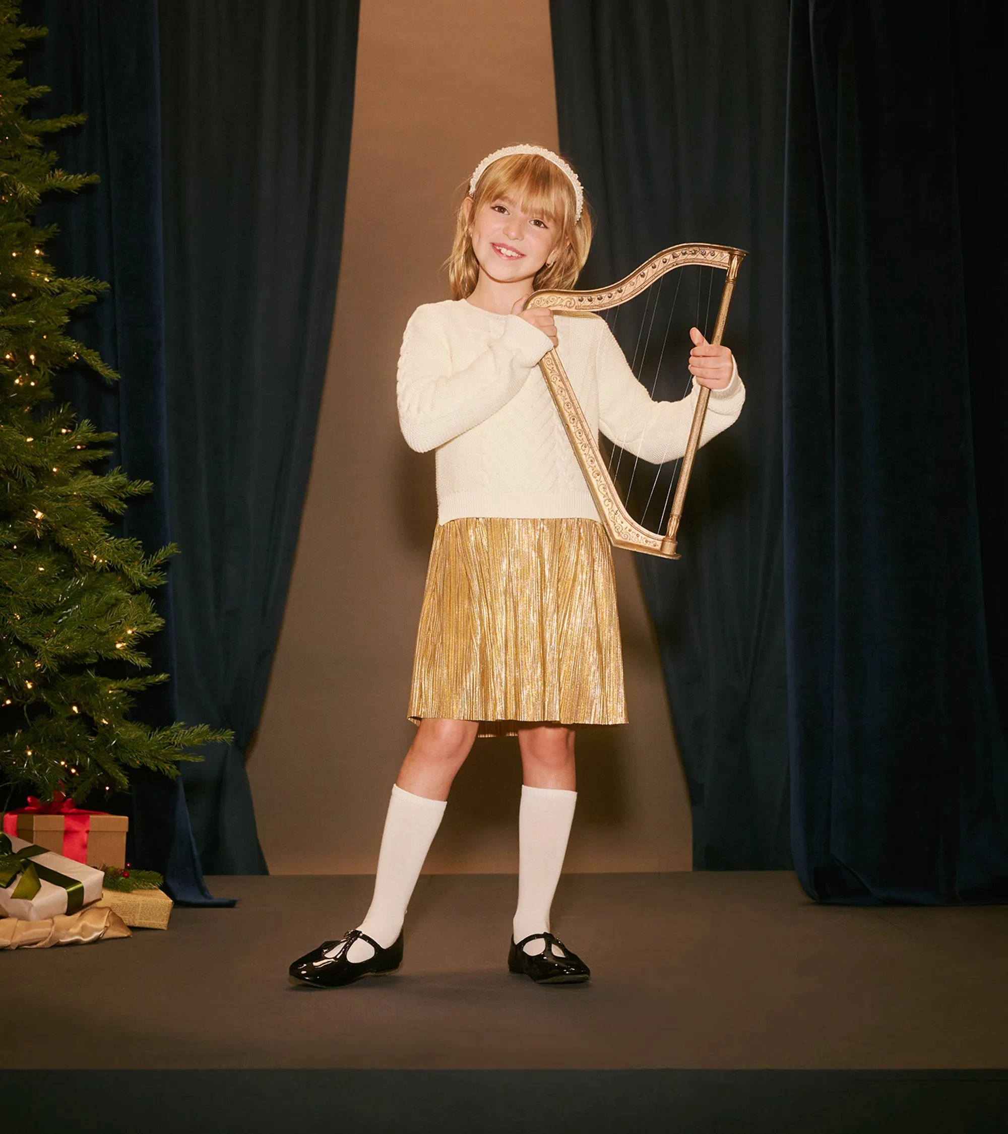 Girls Holiday Mixed Media Dress -Hatley