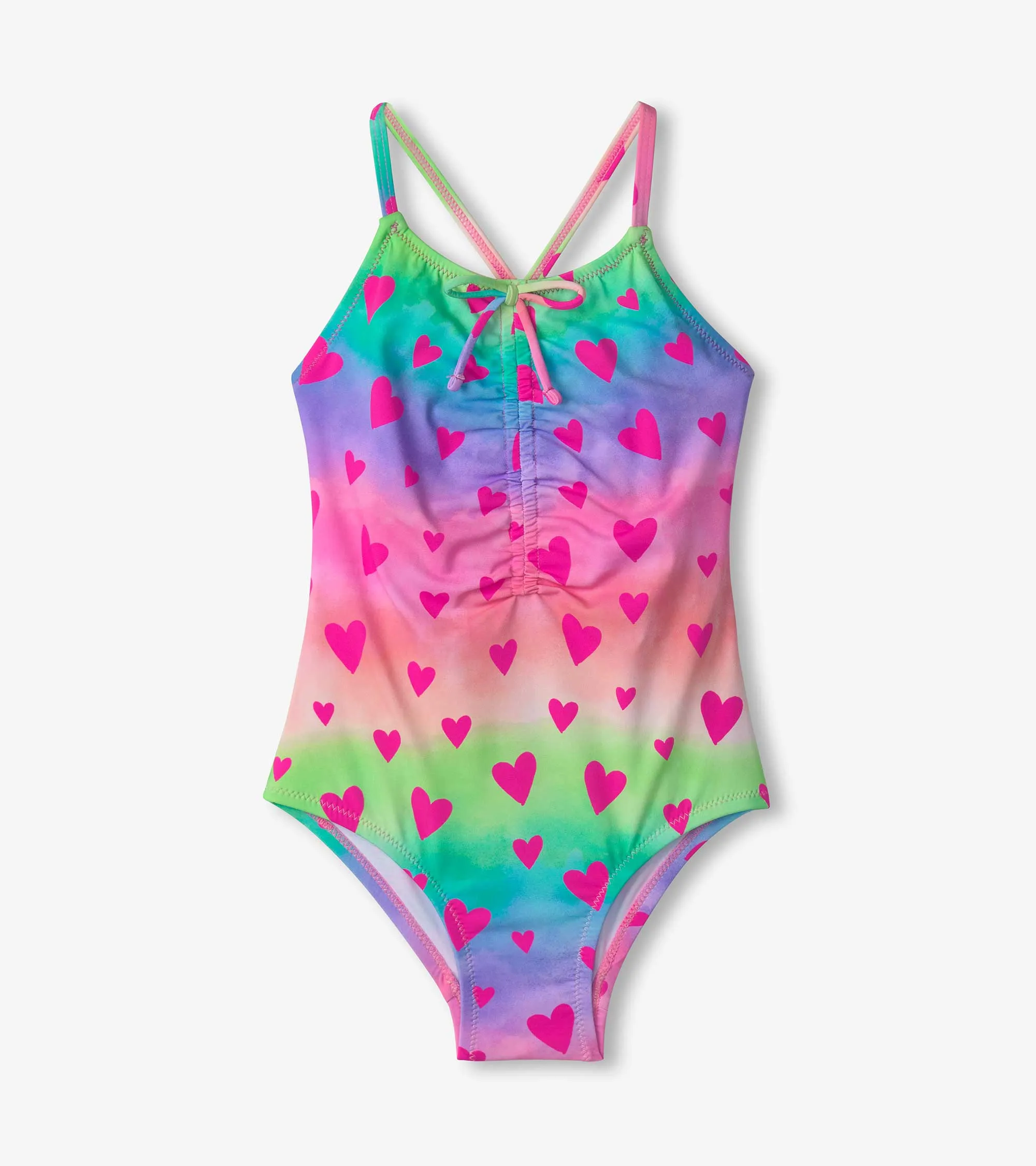 Girls Kaleidoscope Hearts Ruched Front Swimsuit -Hatley