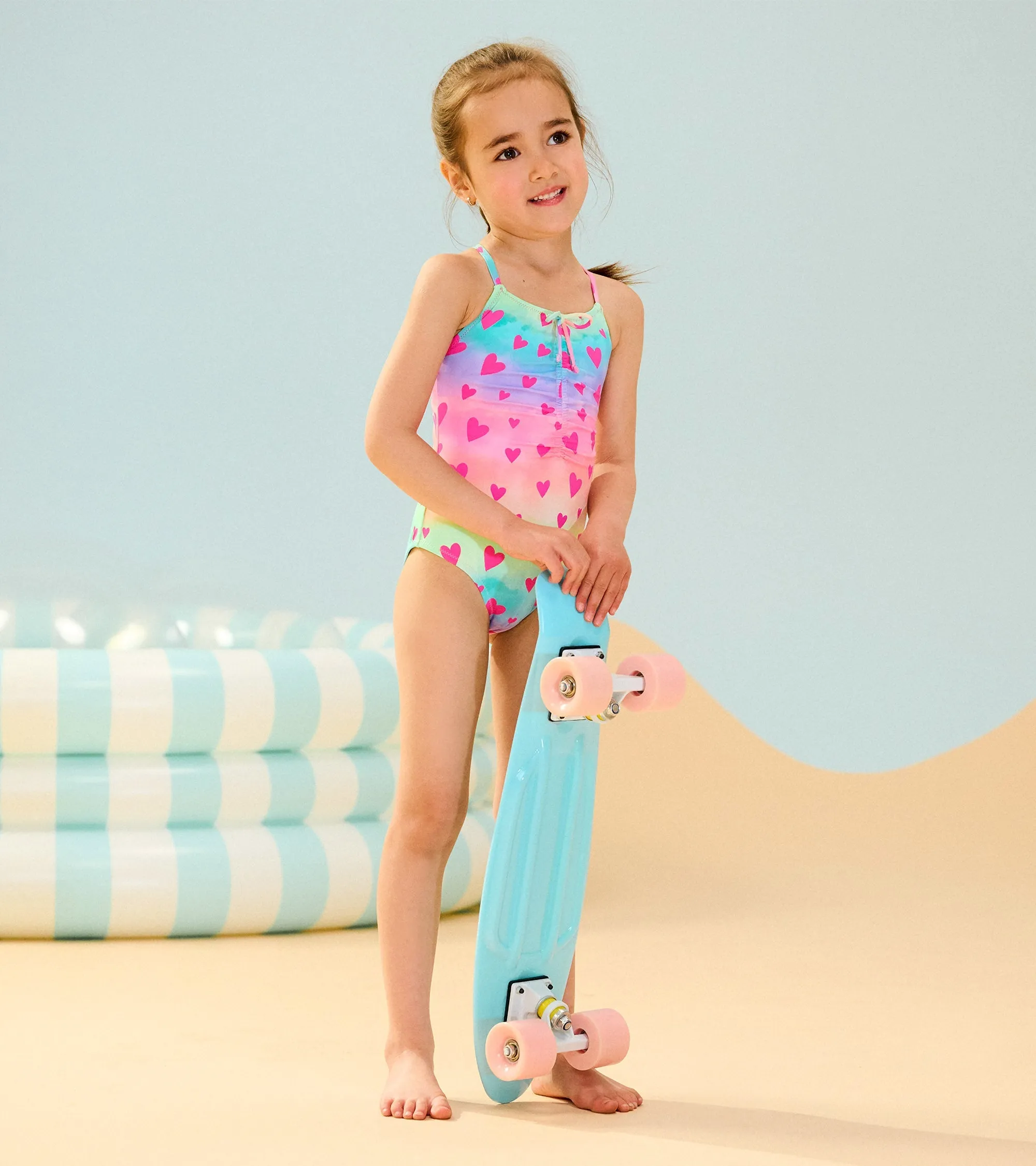 Girls Kaleidoscope Hearts Ruched Front Swimsuit -Hatley