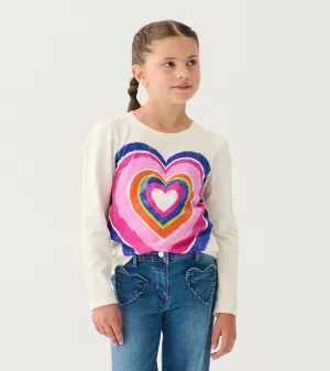 Girls Layered Hearts Long Sleeve Graphic Tee -Hatley