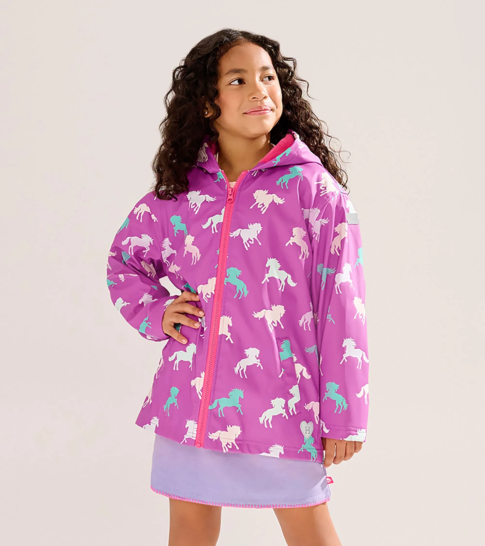 Girls Leaping Horses Zip-Up Rain Jacket -Hatley