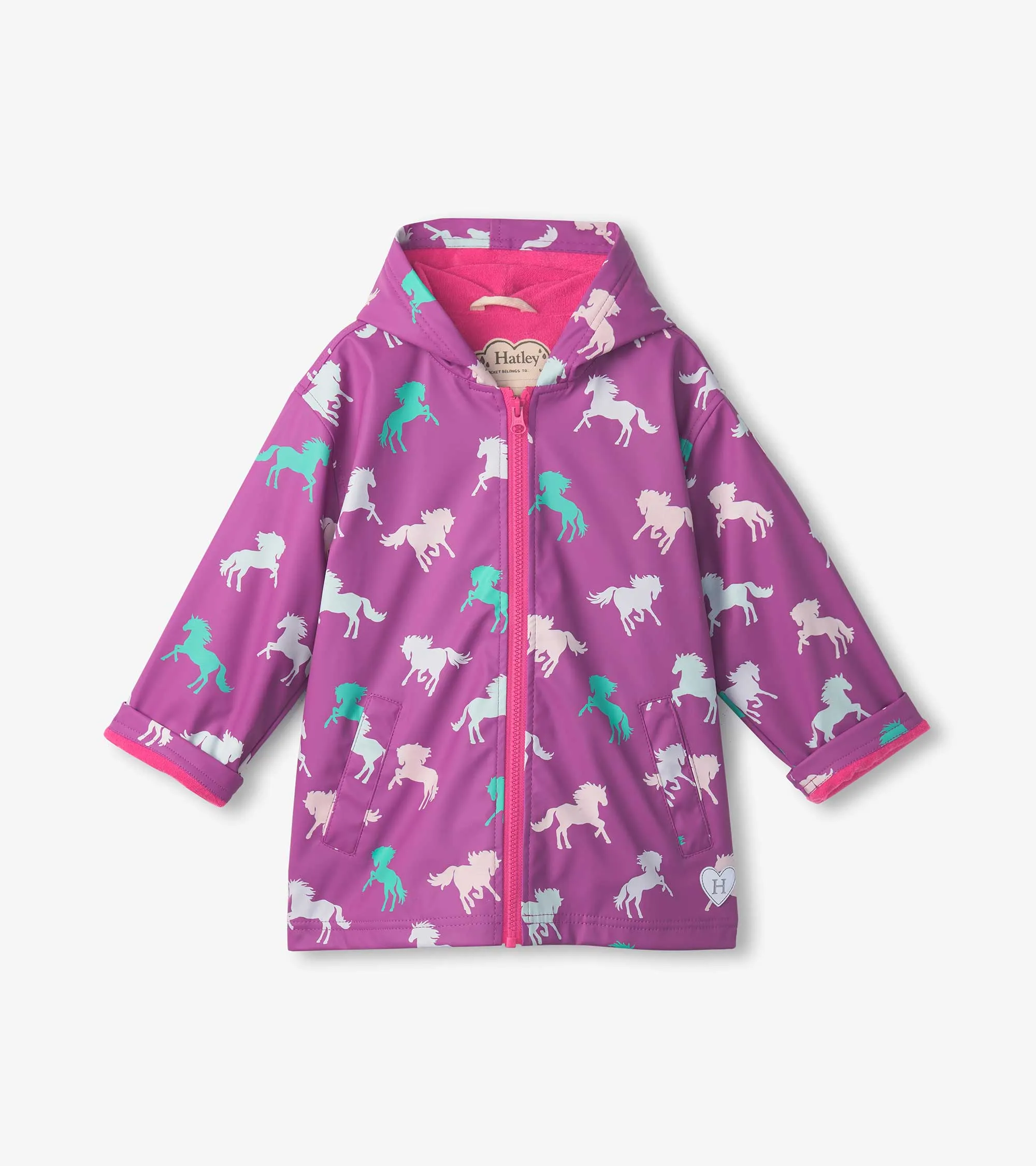 Girls Leaping Horses Zip-Up Rain Jacket -Hatley