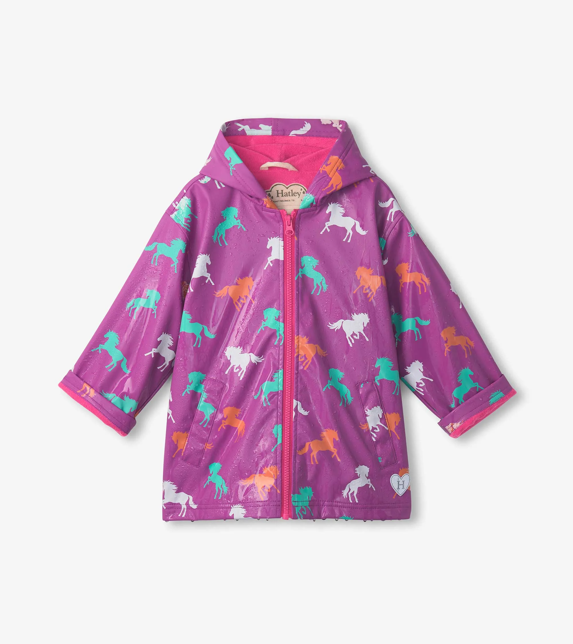 Girls Leaping Horses Zip-Up Rain Jacket -Hatley