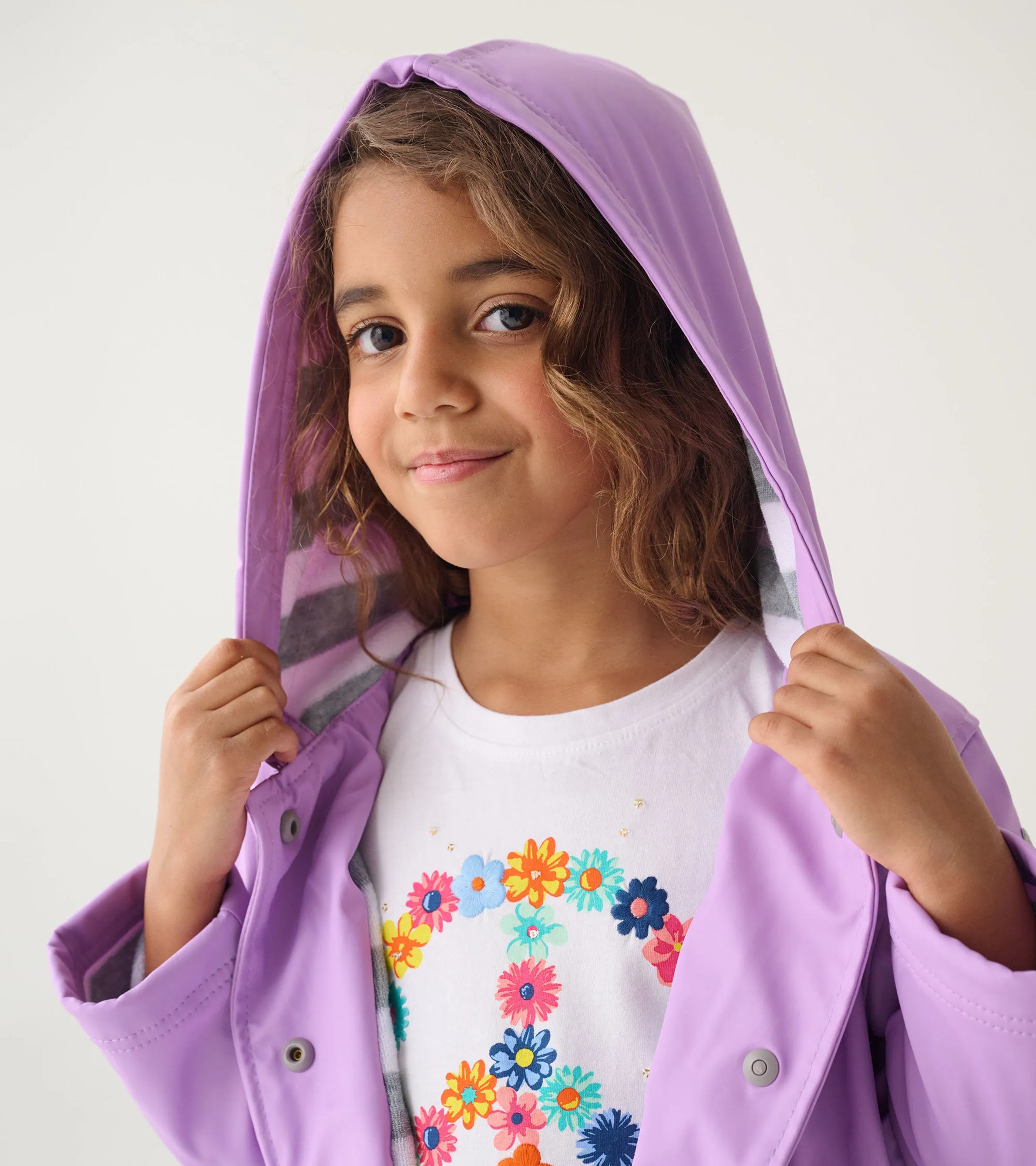Girls Lilac Button-Up Rain Jacket -Hatley