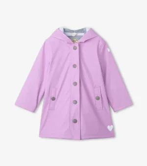Girls Lilac Button-Up Rain Jacket -Hatley