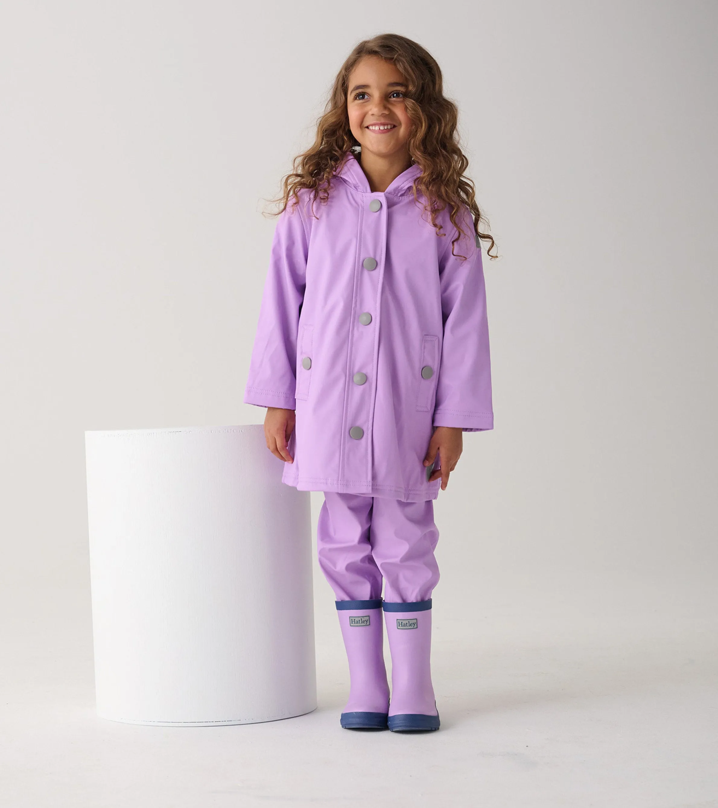 Girls Lilac Button-Up Rain Jacket -Hatley