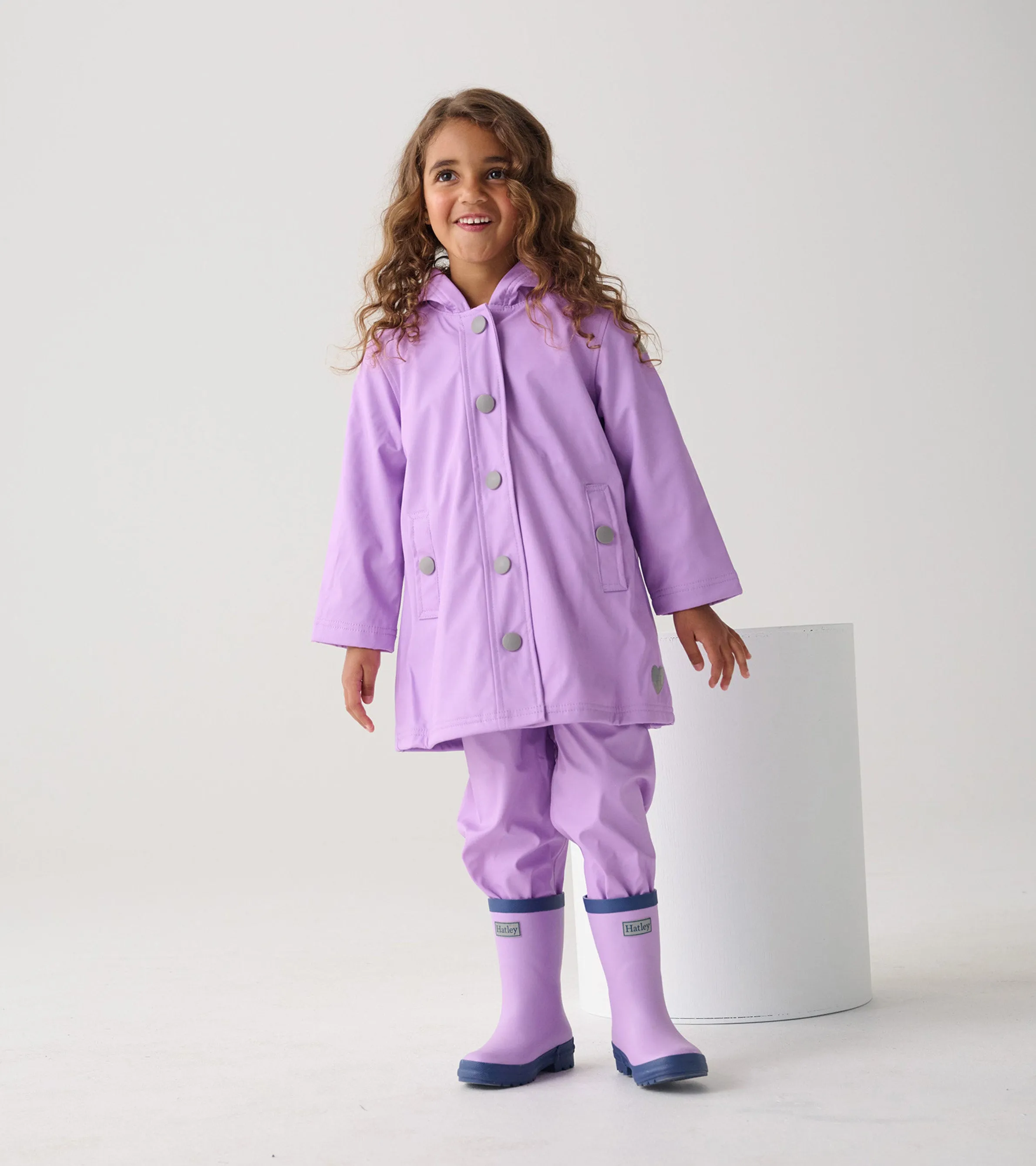 Girls Lilac Button-Up Rain Jacket -Hatley