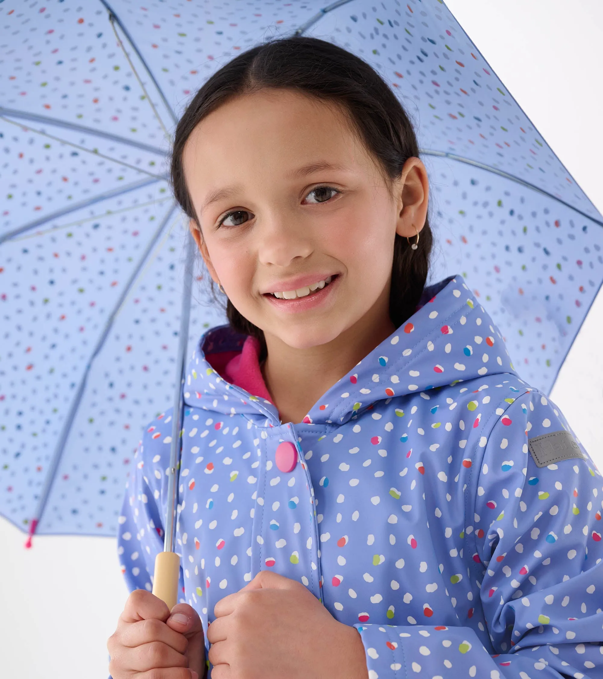Girls Lots of Dots Button-Up Rain Jacket -Hatley