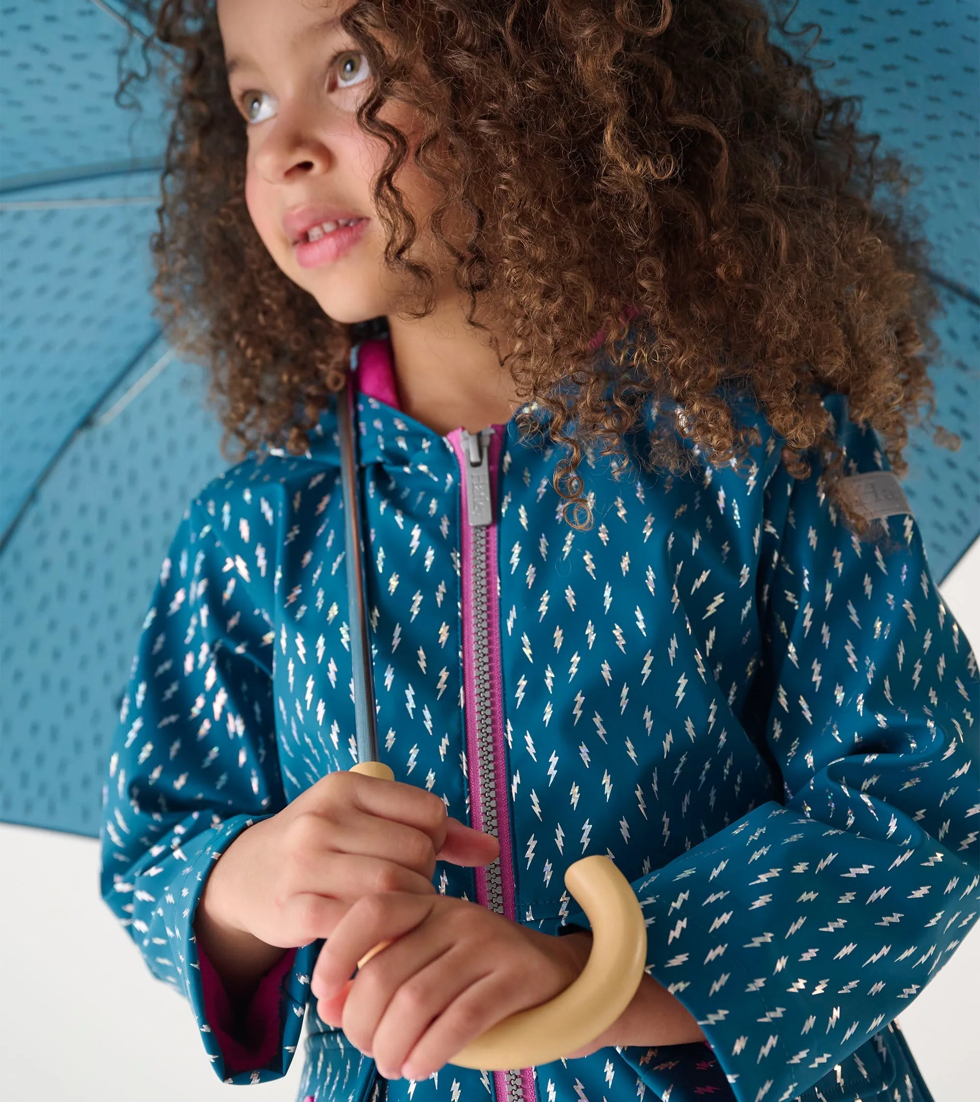 Girls Mini Lightning Bolts Zip-Up Rain Jacket -Hatley