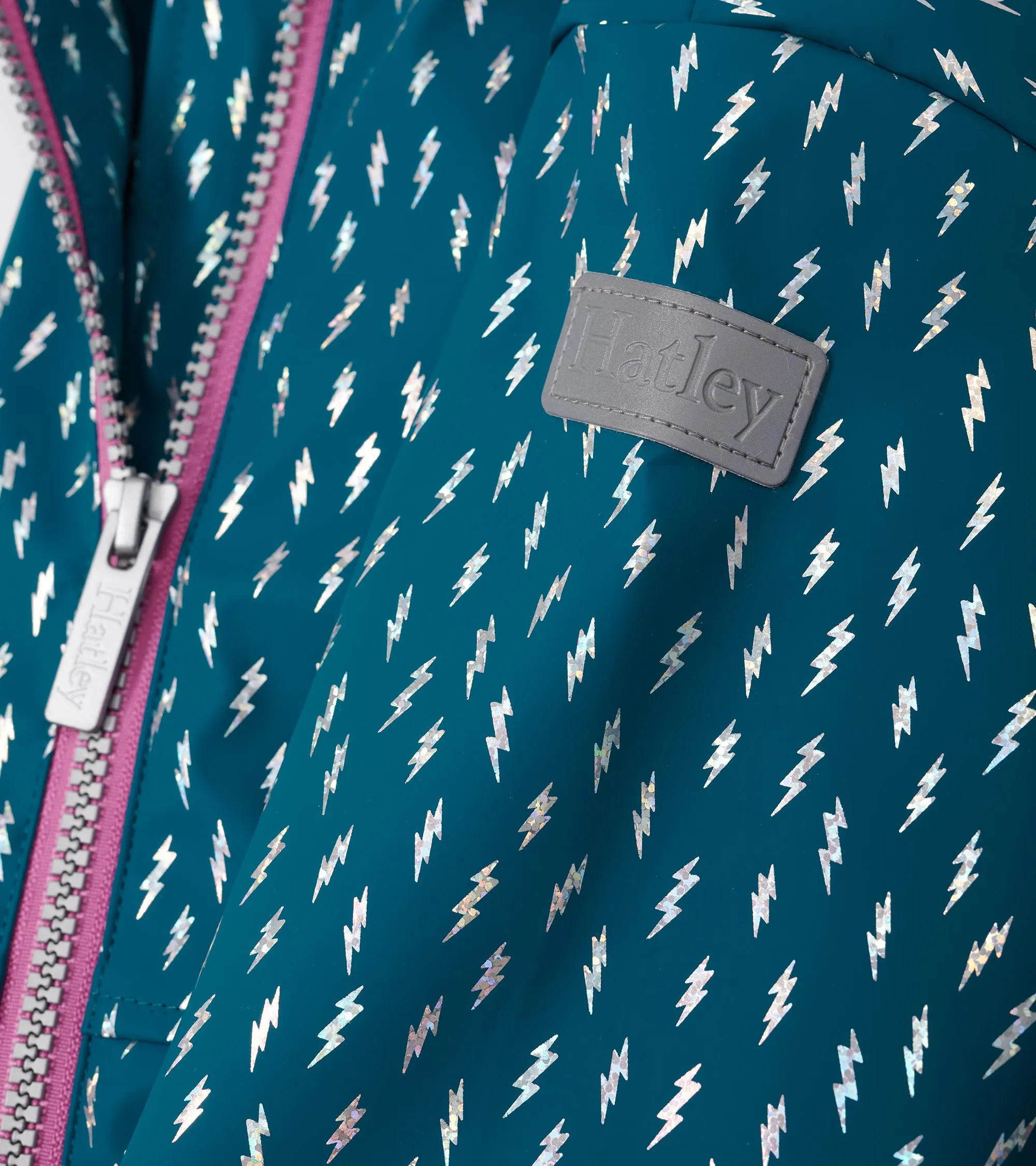 Girls Mini Lightning Bolts Zip-Up Rain Jacket -Hatley