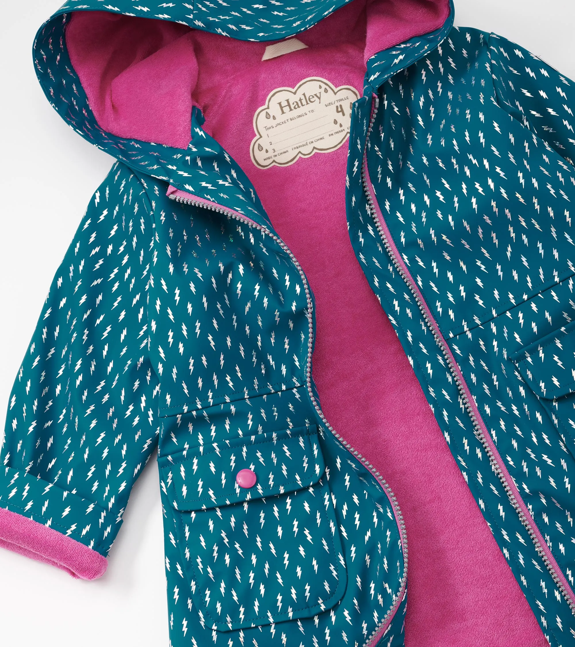 Girls Mini Lightning Bolts Zip-Up Rain Jacket -Hatley