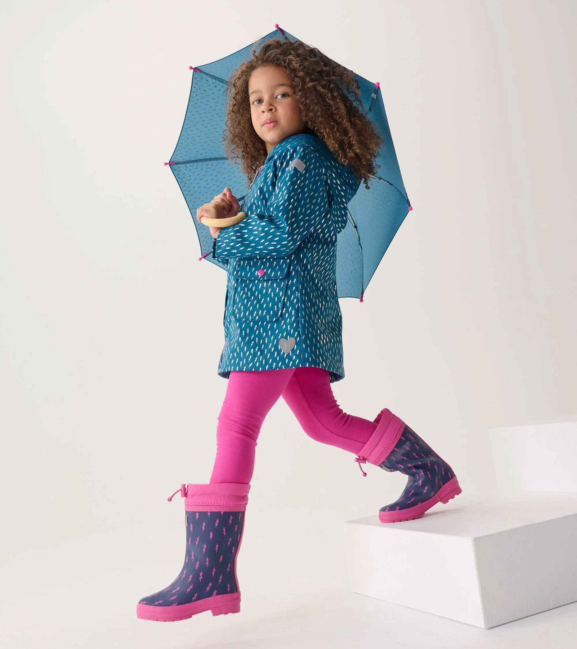 Girls Mini Lightning Bolts Zip-Up Rain Jacket -Hatley