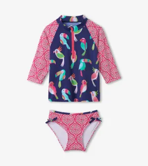 Girls Navy Tropical Birds Rashguard Set -Hatley