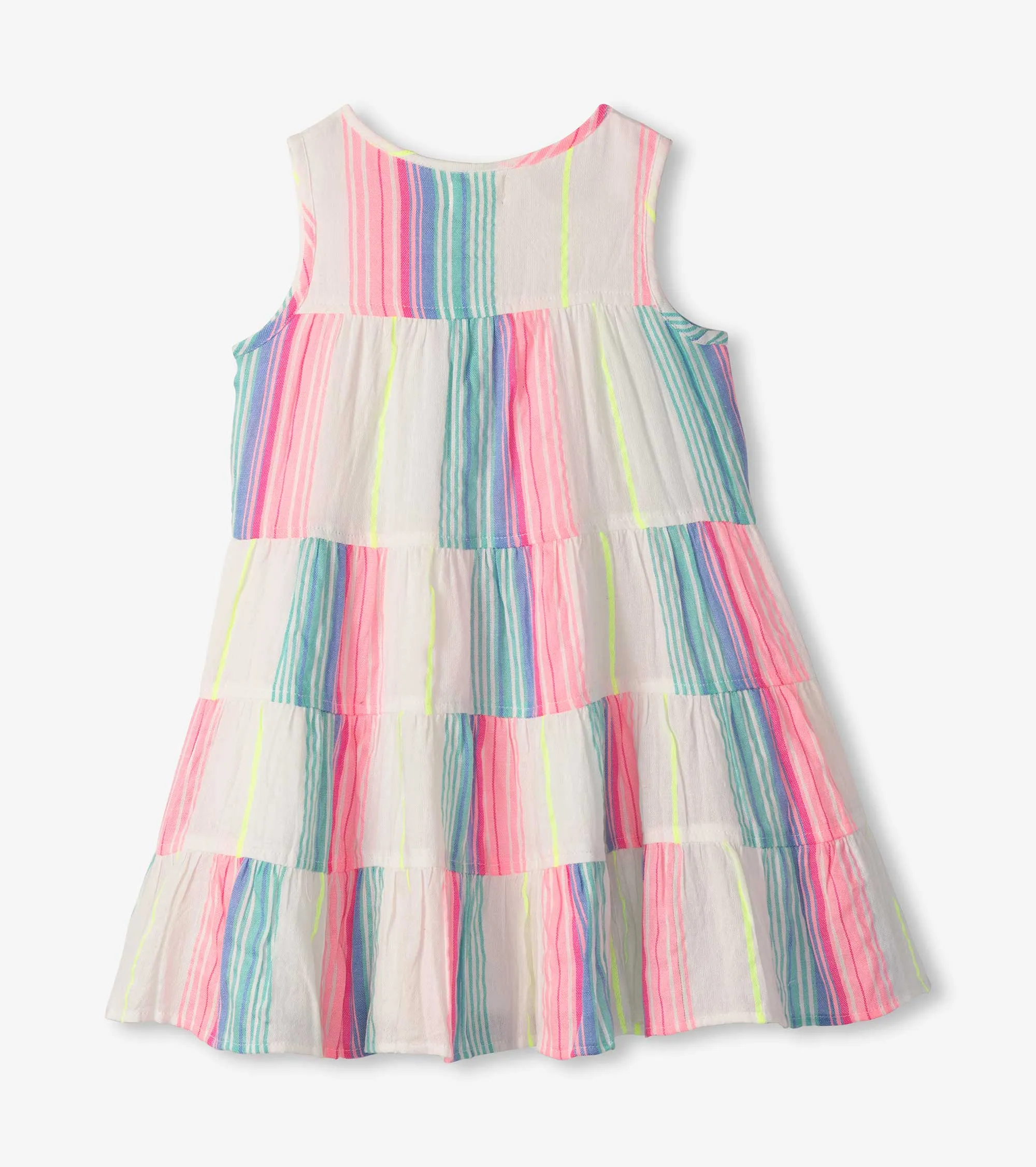 Girls Neon Stripes Tiered Dress -Hatley
