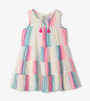 Girls Neon Stripes Tiered Dress -Hatley