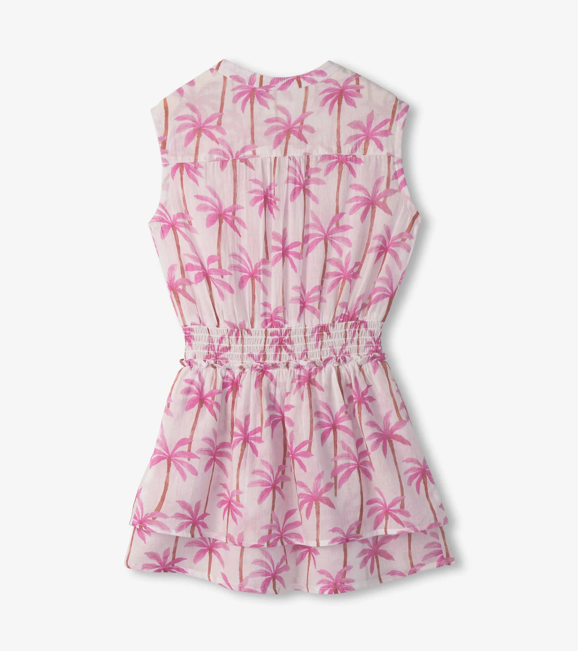 Girls Palm Trees Smocked Waist Dress -Hatley