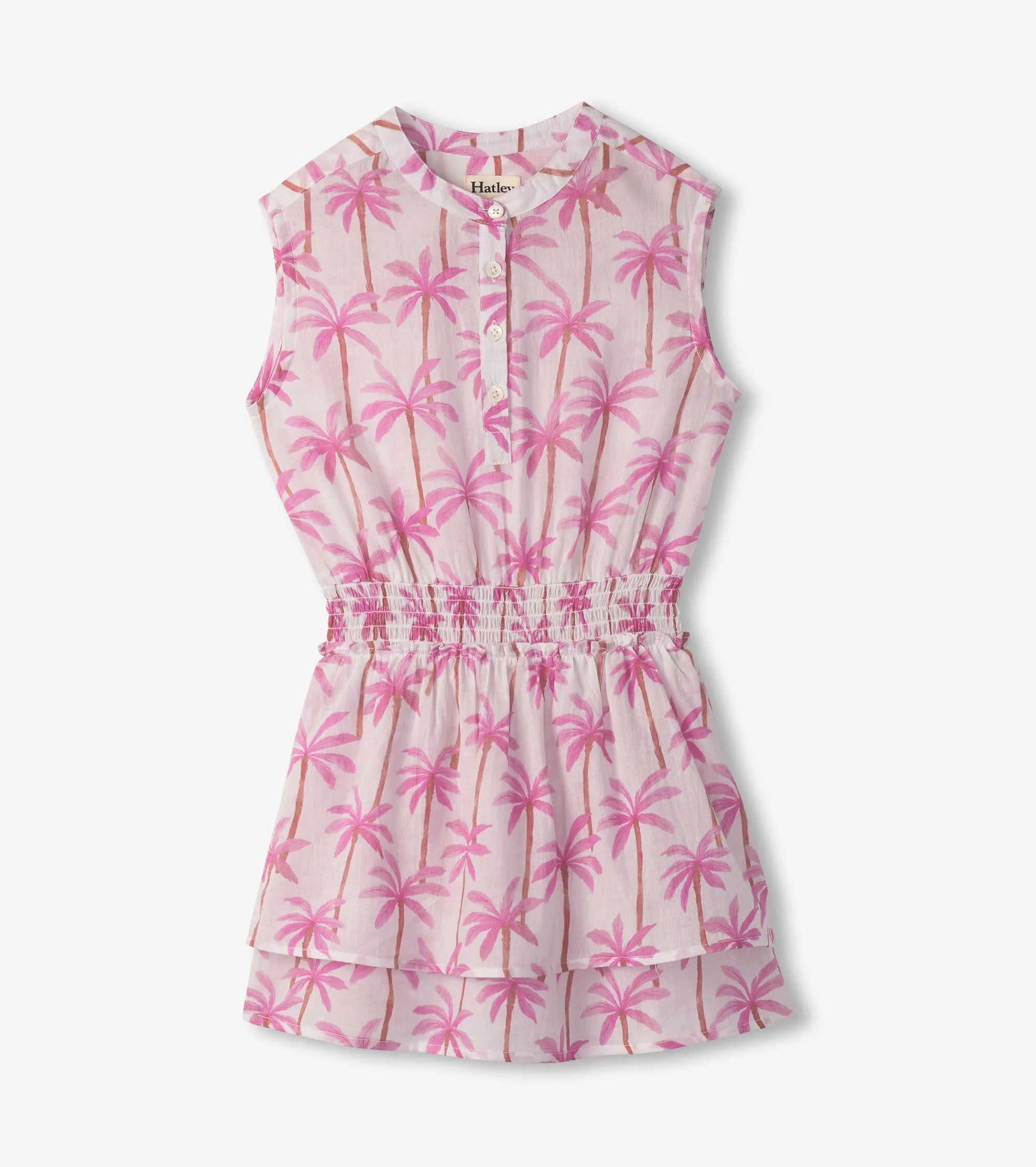 Girls Palm Trees Smocked Waist Dress -Hatley