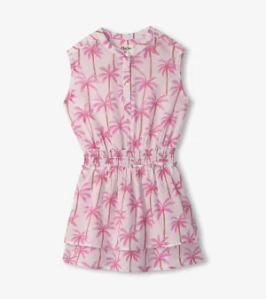 Girls Palm Trees Smocked Waist Dress -Hatley