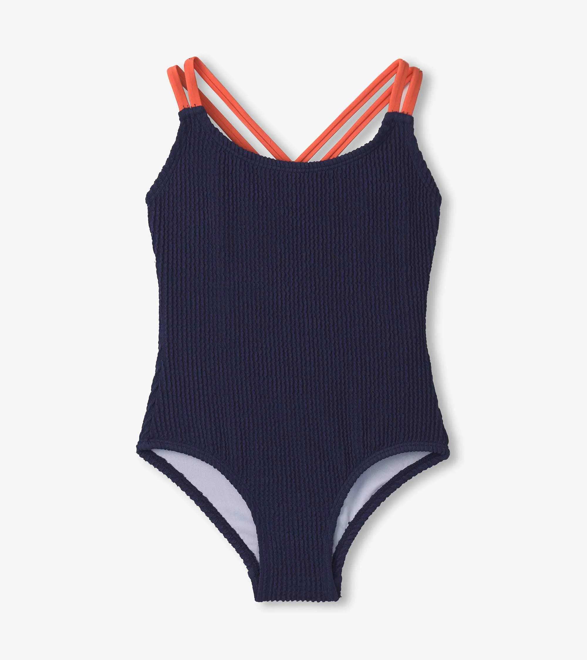 Girls Patriot Blue Cross Strap Swimsuit -Hatley