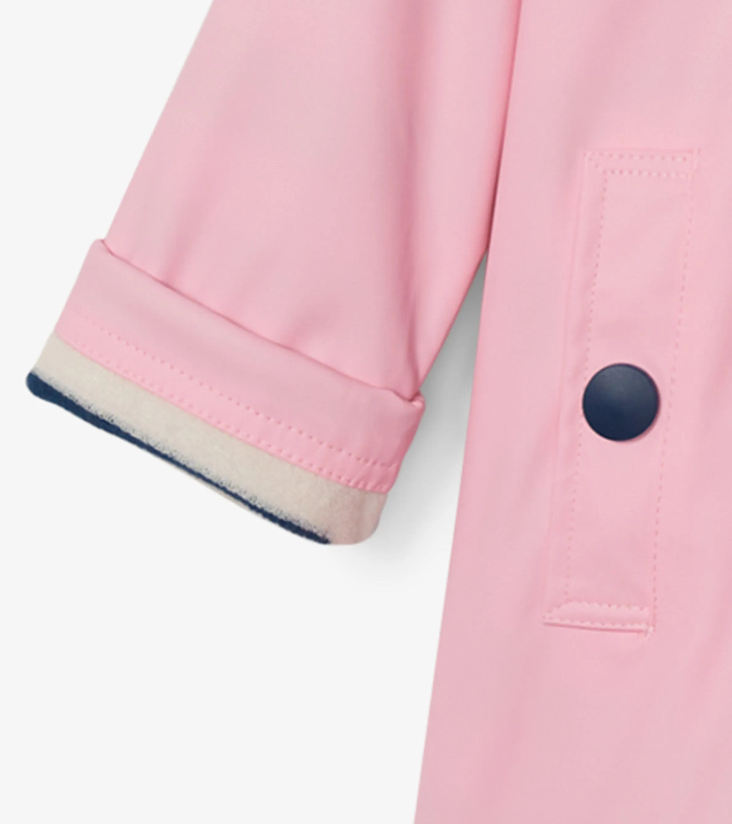 Girls Pink & Navy Button-Up Rain Jacket -Hatley