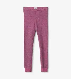 Girls Pink Glitter Knit Leggings -Hatley